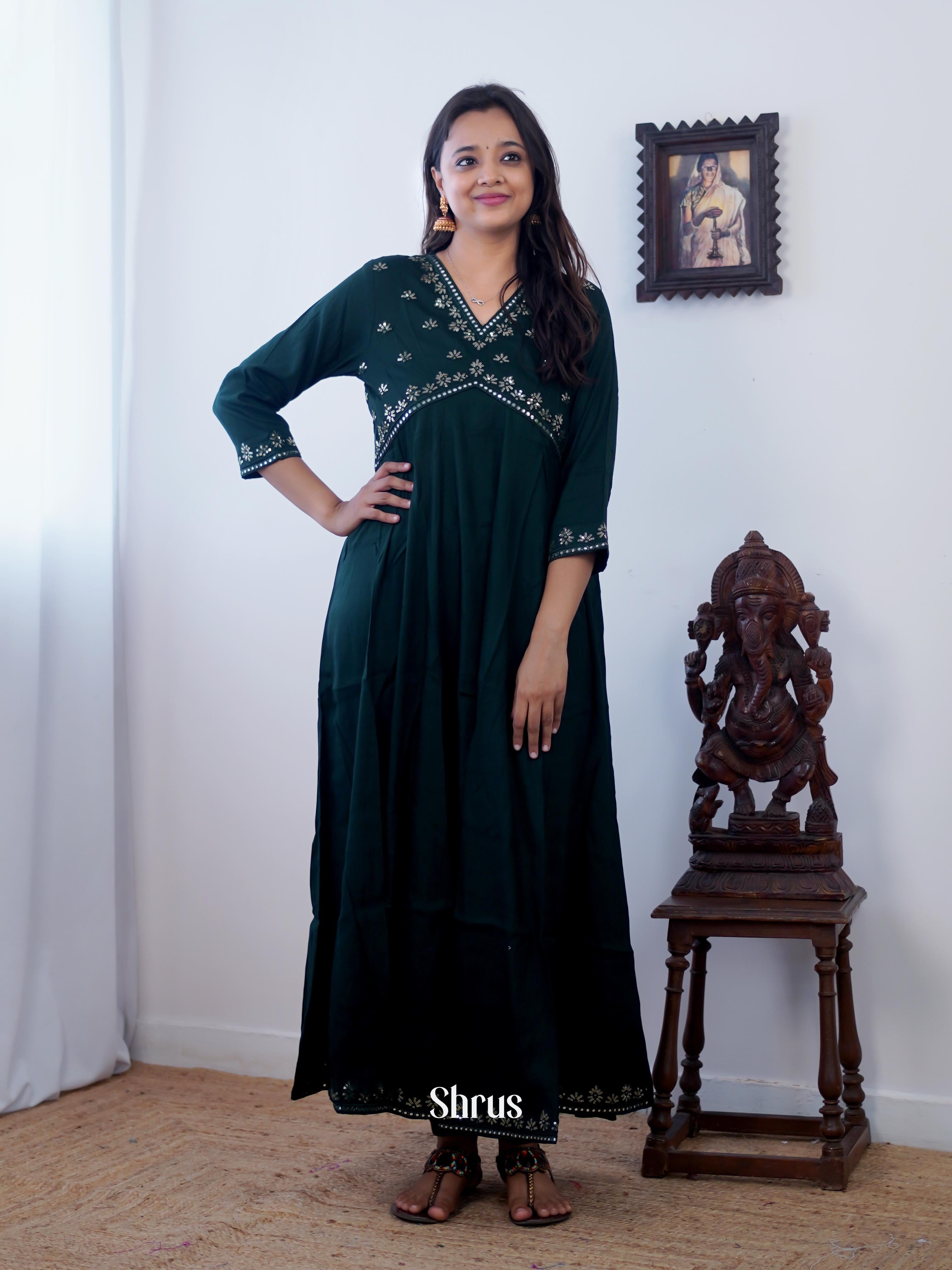 Green - Readymade Kurti - Shop on ShrusEternity.com