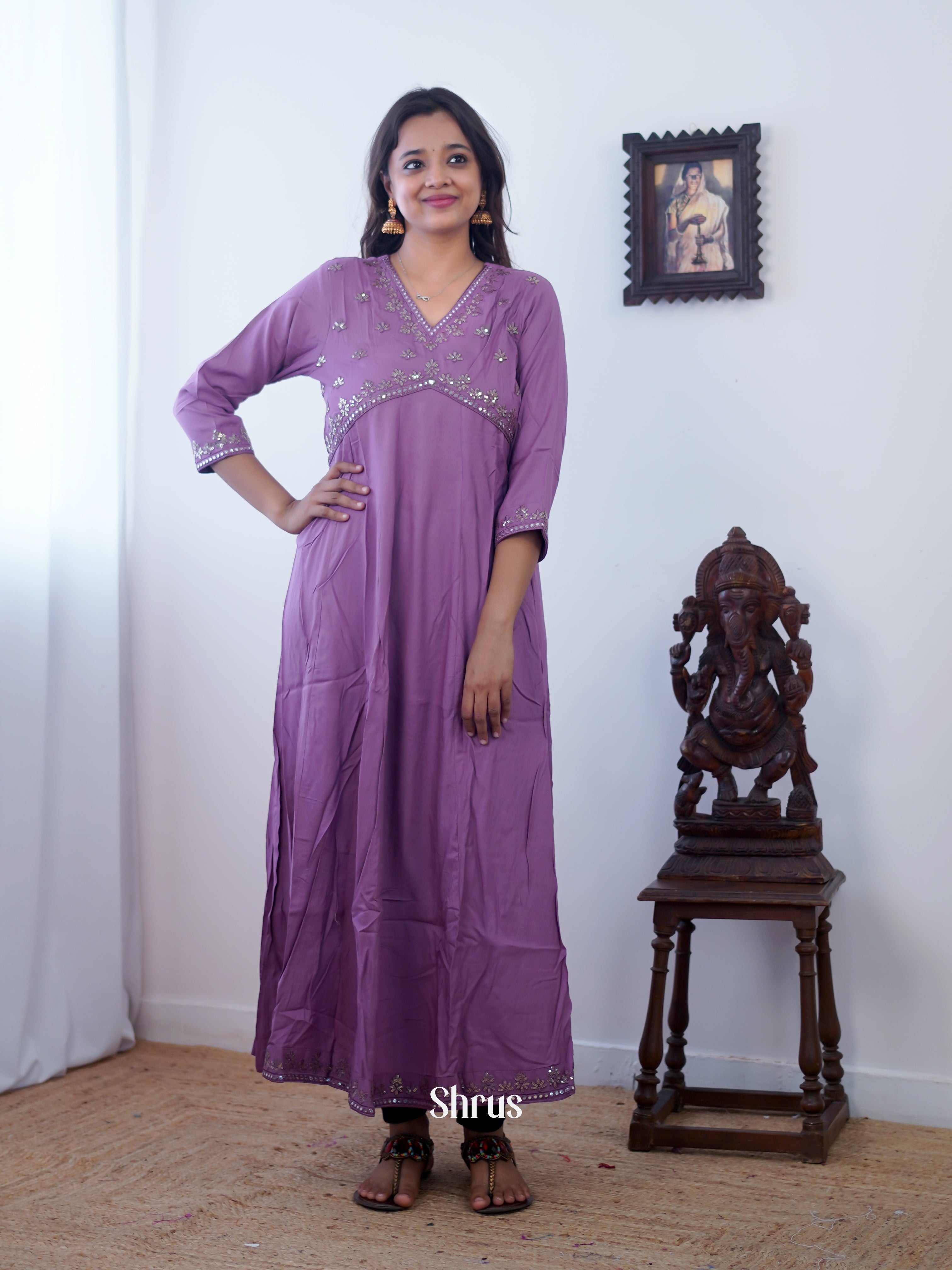 Purple - Festive wear Readymade Kurti - Shop on ShrusEternity.com