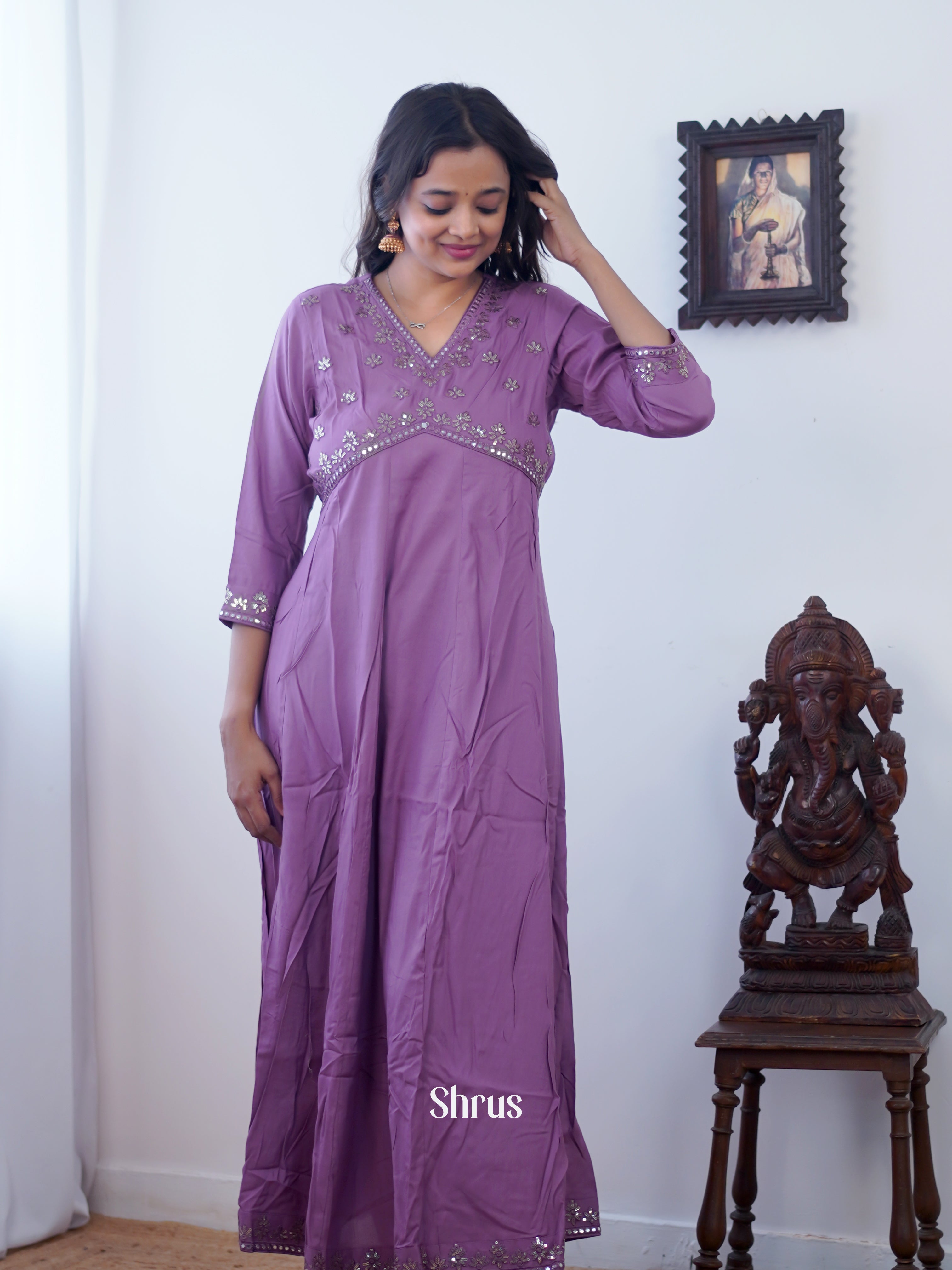 Purple - Festive wear Readymade Kurti - Shop on ShrusEternity.com