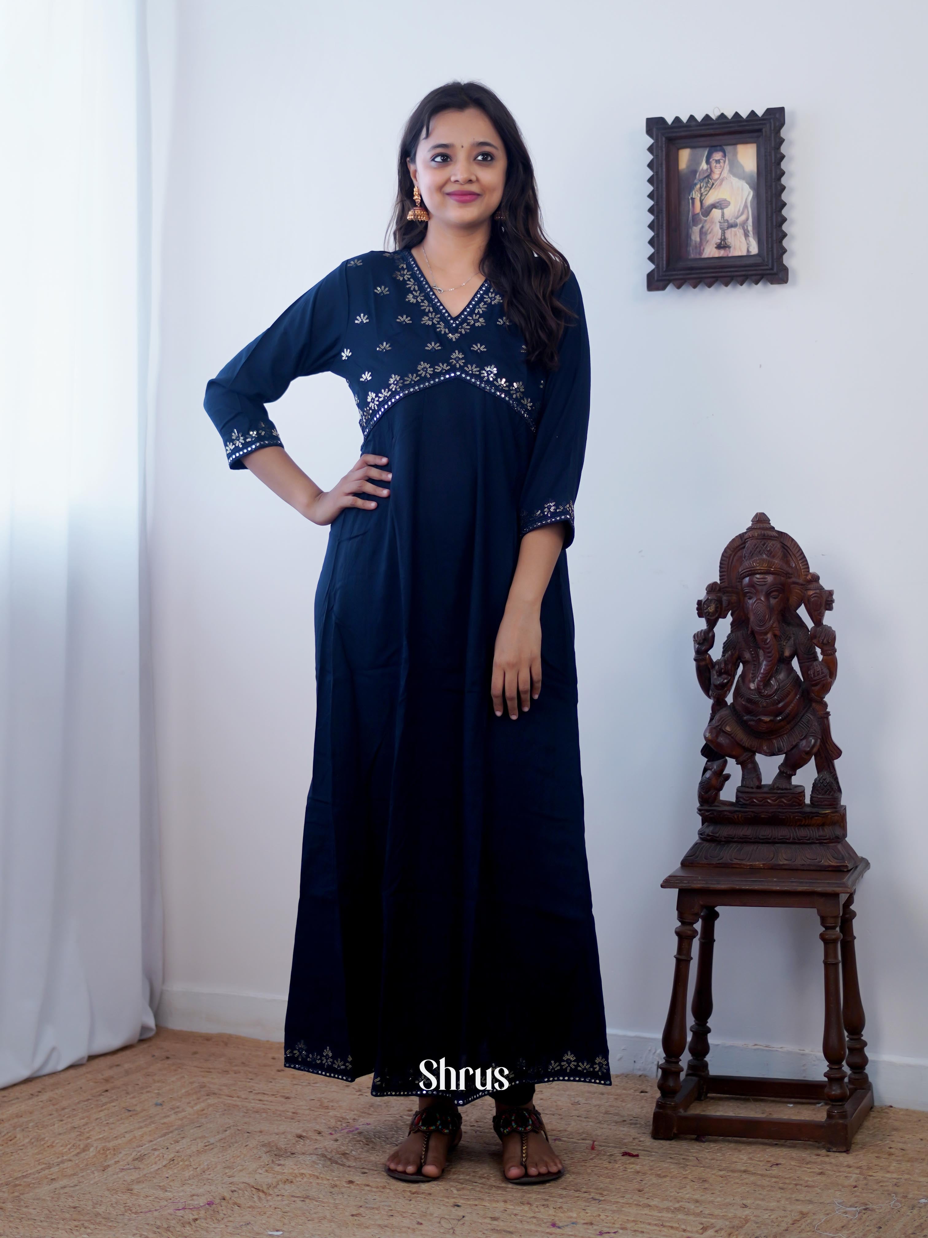 Blue - Readymade Kurti - Shop on ShrusEternity.com