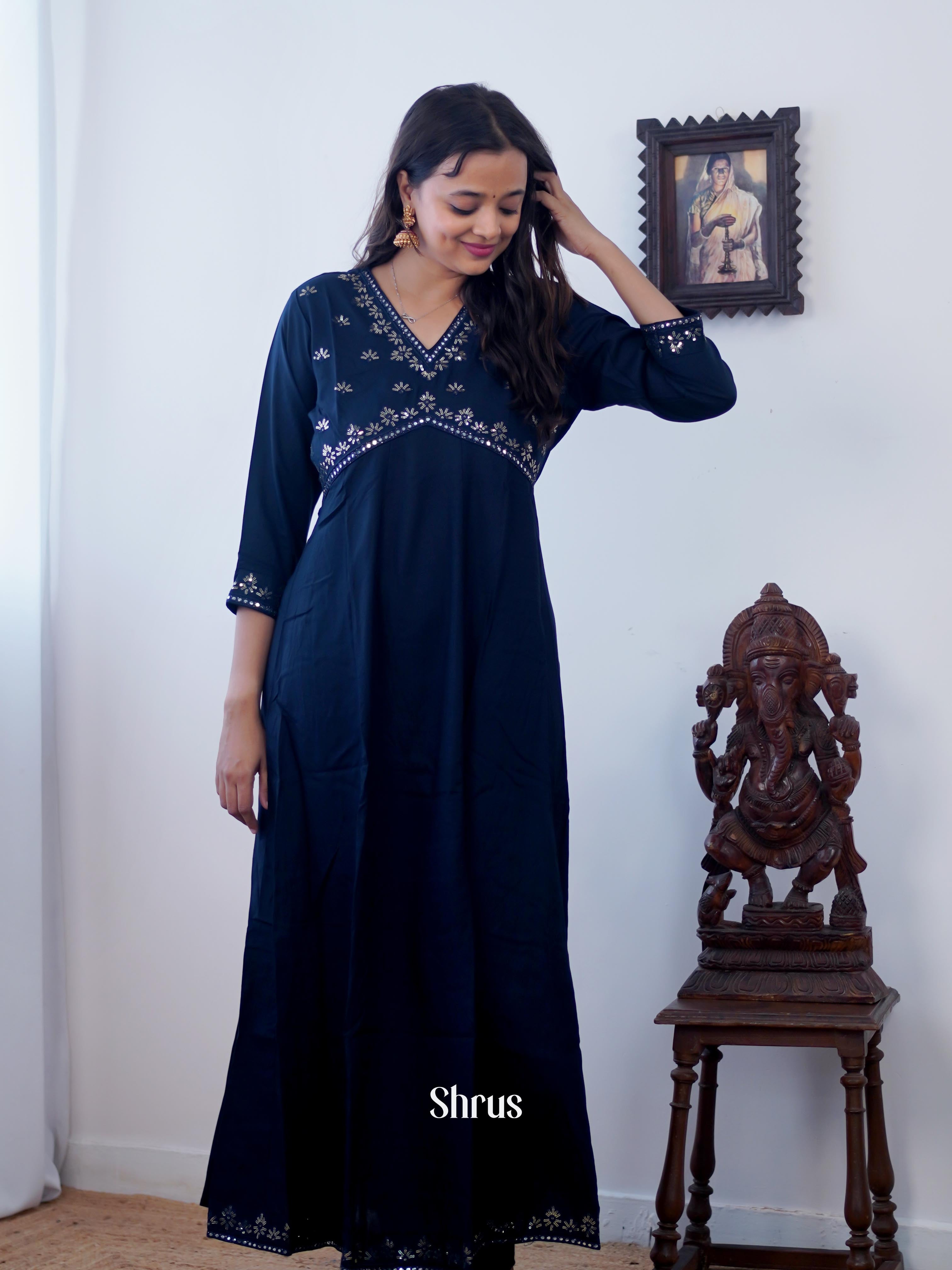Blue - Readymade Kurti - Shop on ShrusEternity.com