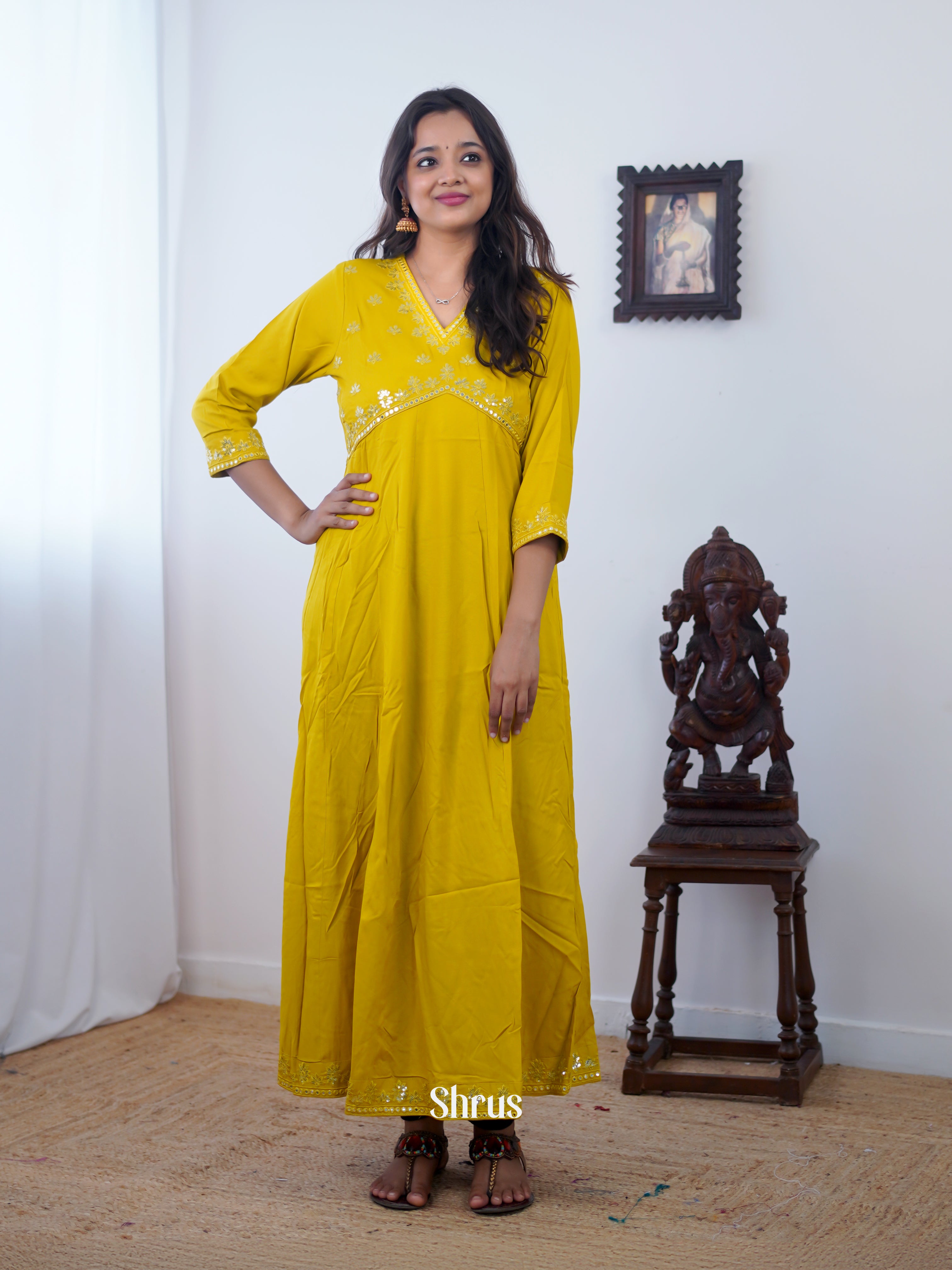 Mustard - Readymade kurti - Shop on ShrusEternity.com
