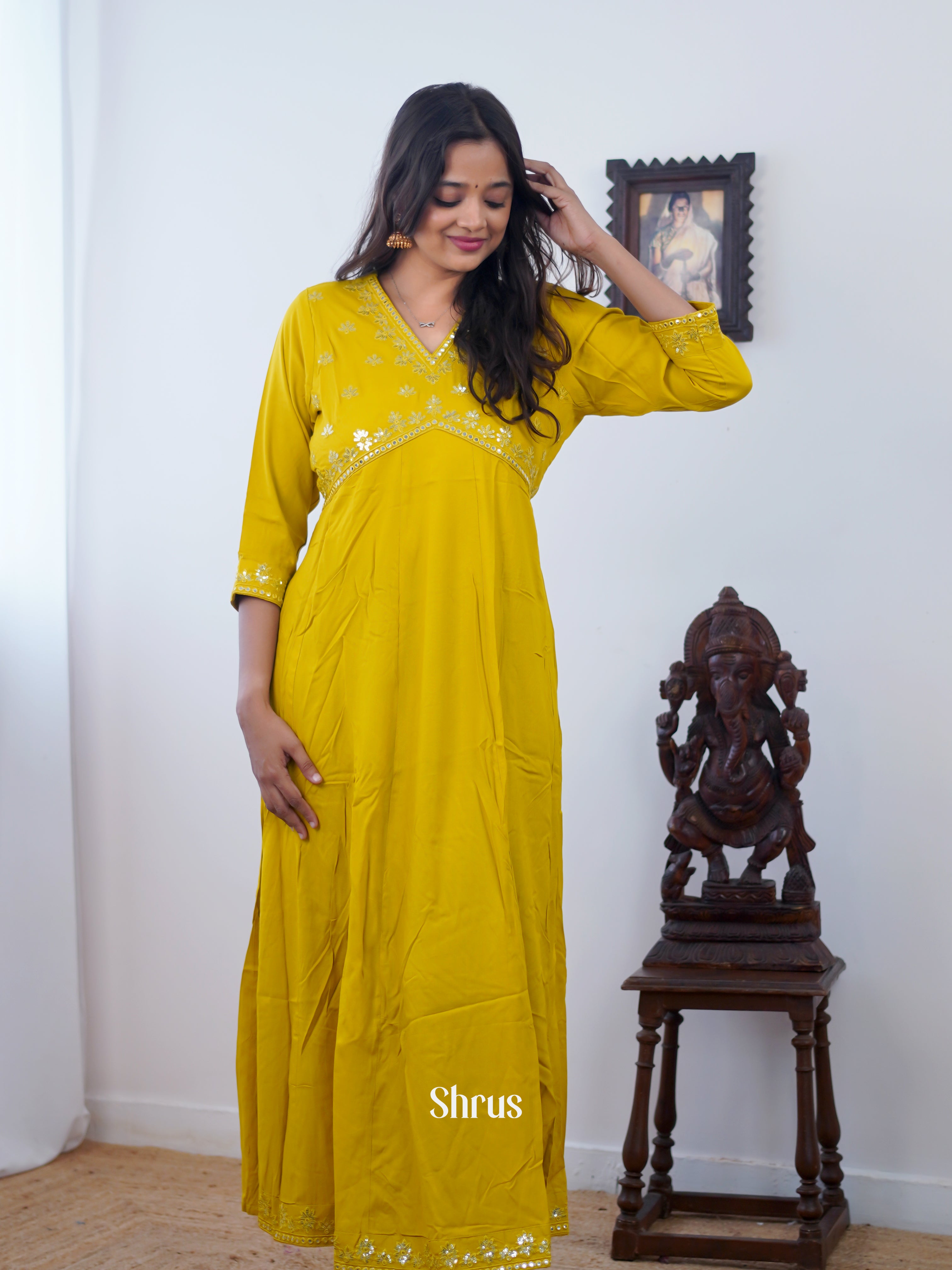 Mustard - Readymade kurti - Shop on ShrusEternity.com