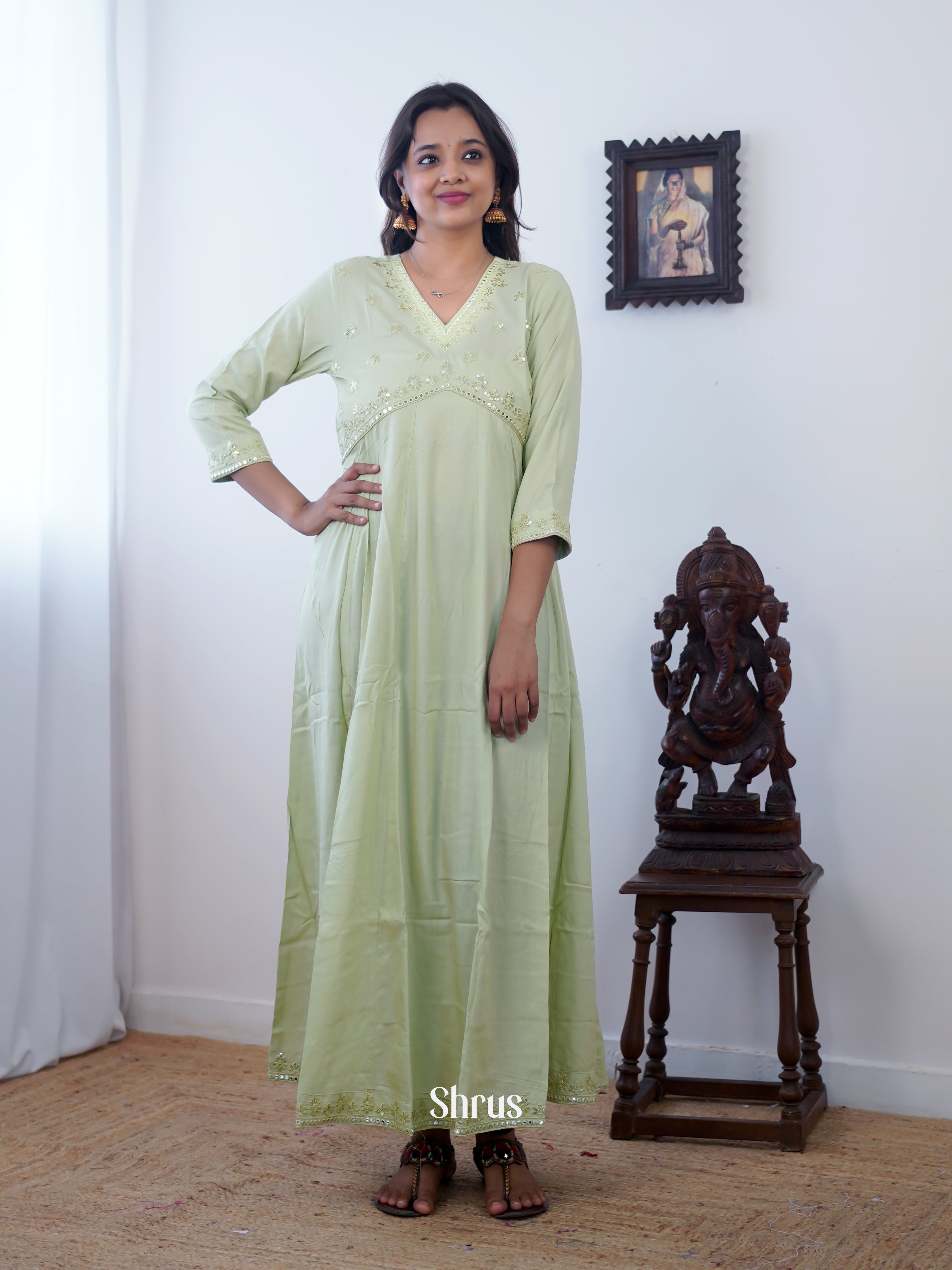 Green - Readymade Kurti - Shop on ShrusEternity.com