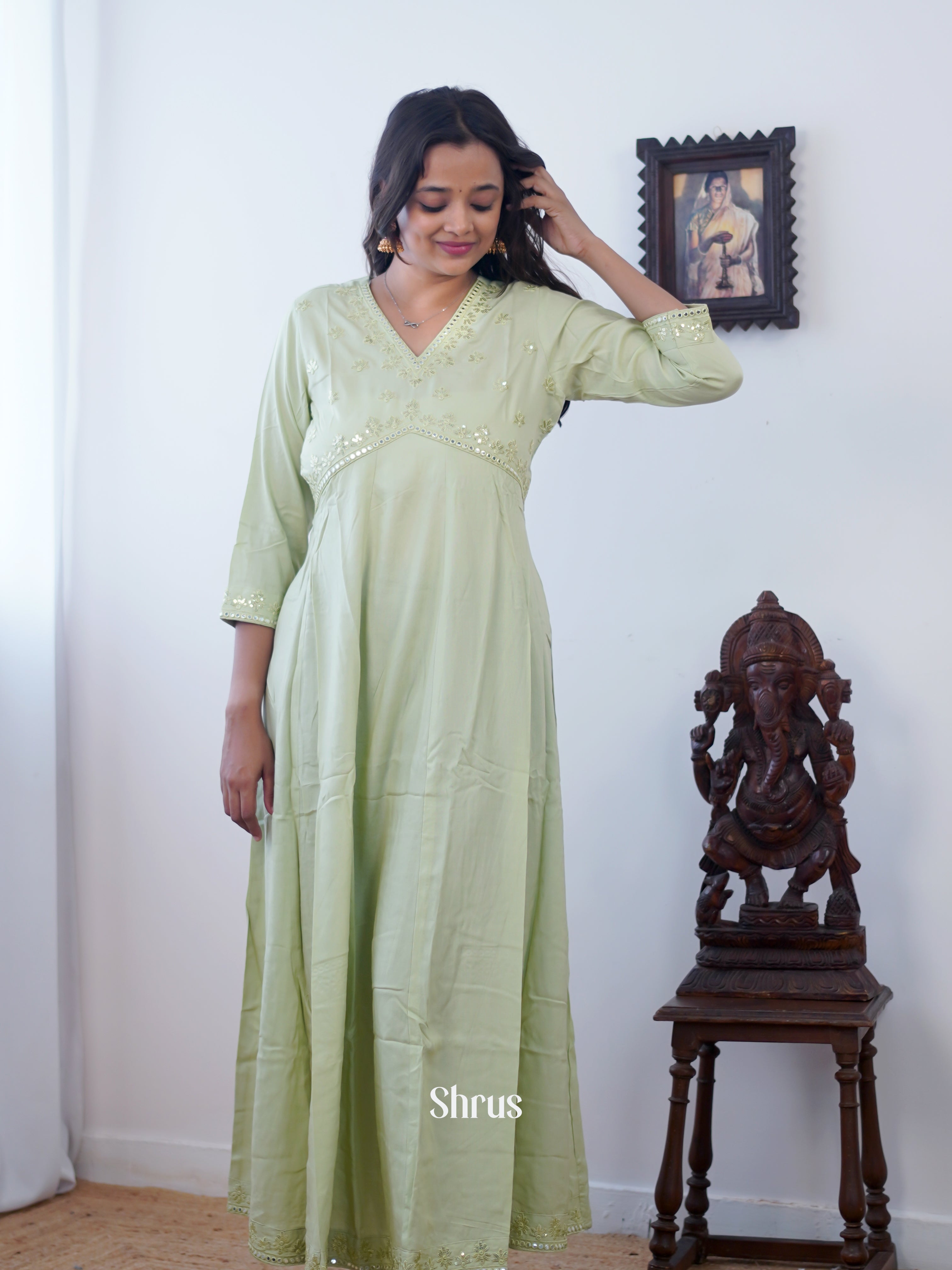 Green - Readymade Kurti - Shop on ShrusEternity.com