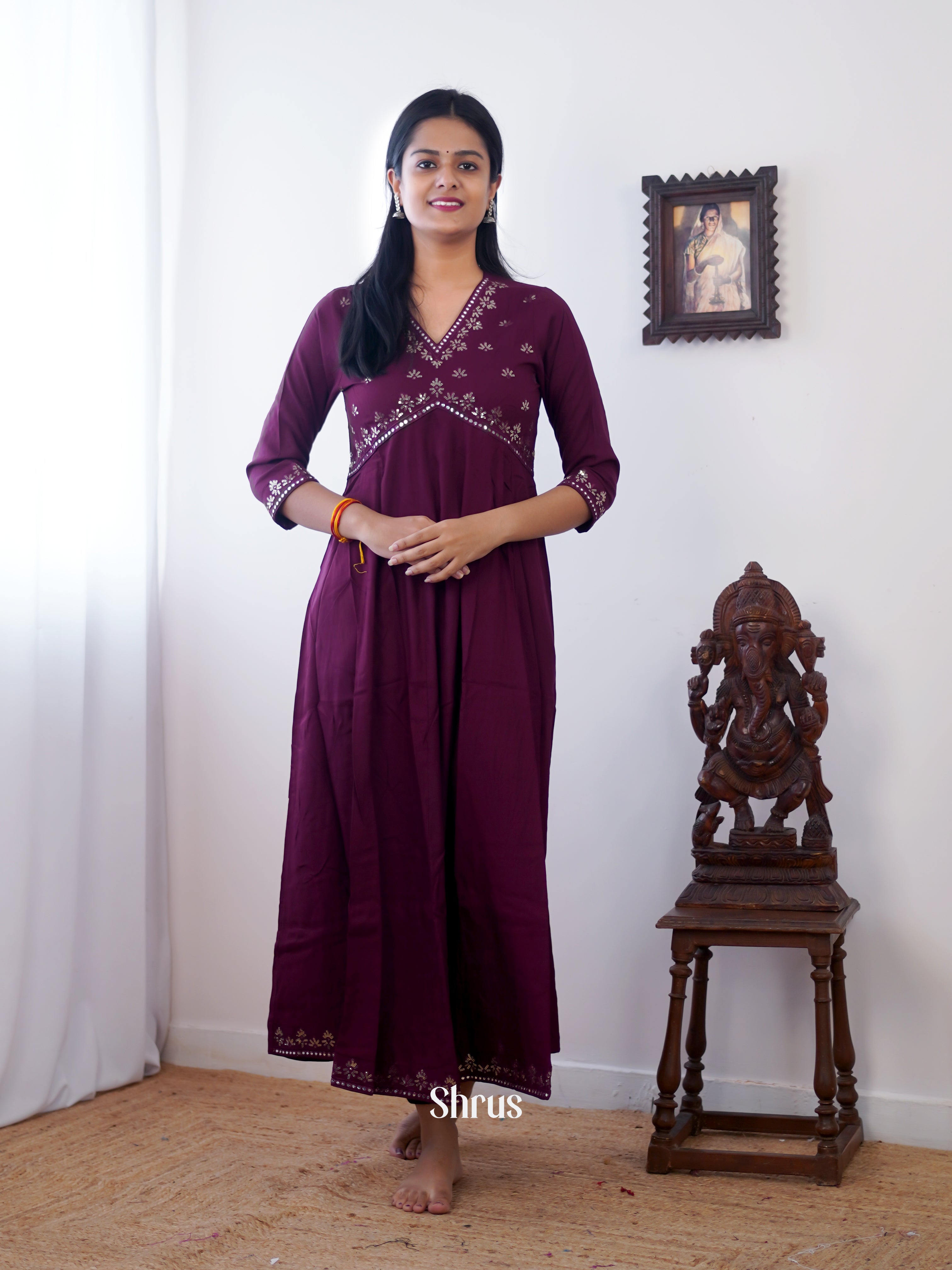 Purple - Readymade Kurti - Shop on ShrusEternity.com