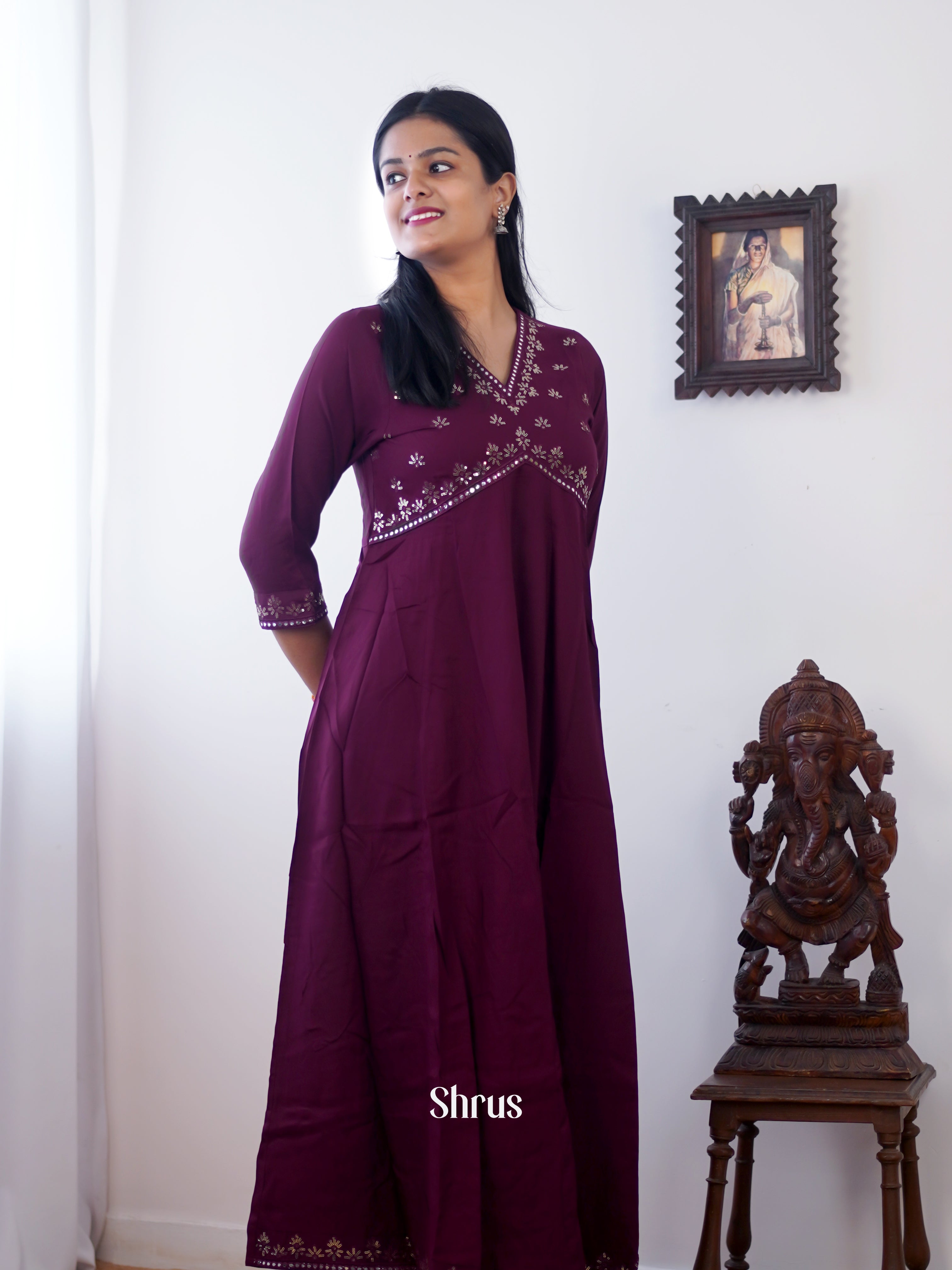 Purple - Readymade Kurti - Shop on ShrusEternity.com