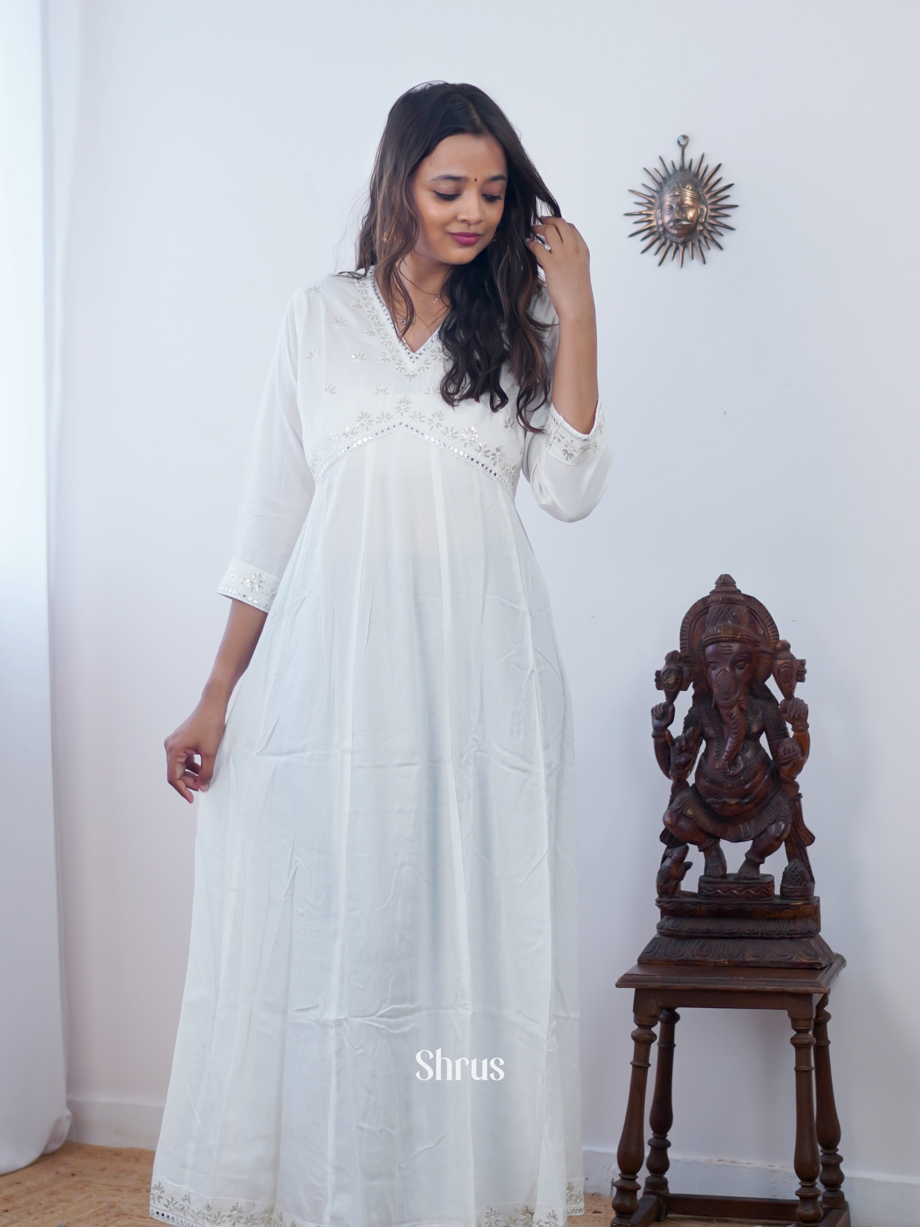 White - Readymade kurti - Shop on ShrusEternity.com