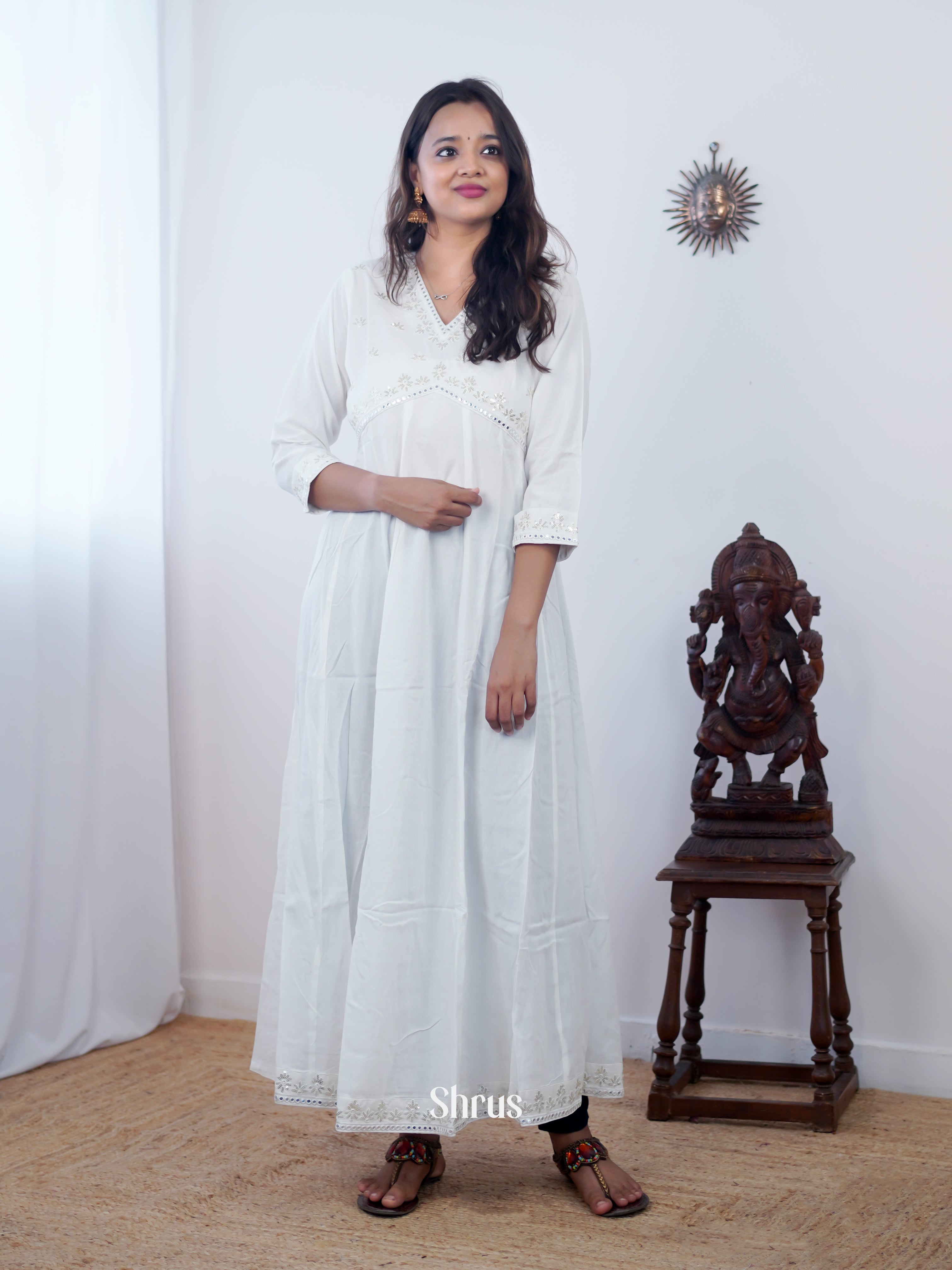 White - Readymade kurti - Shop on ShrusEternity.com