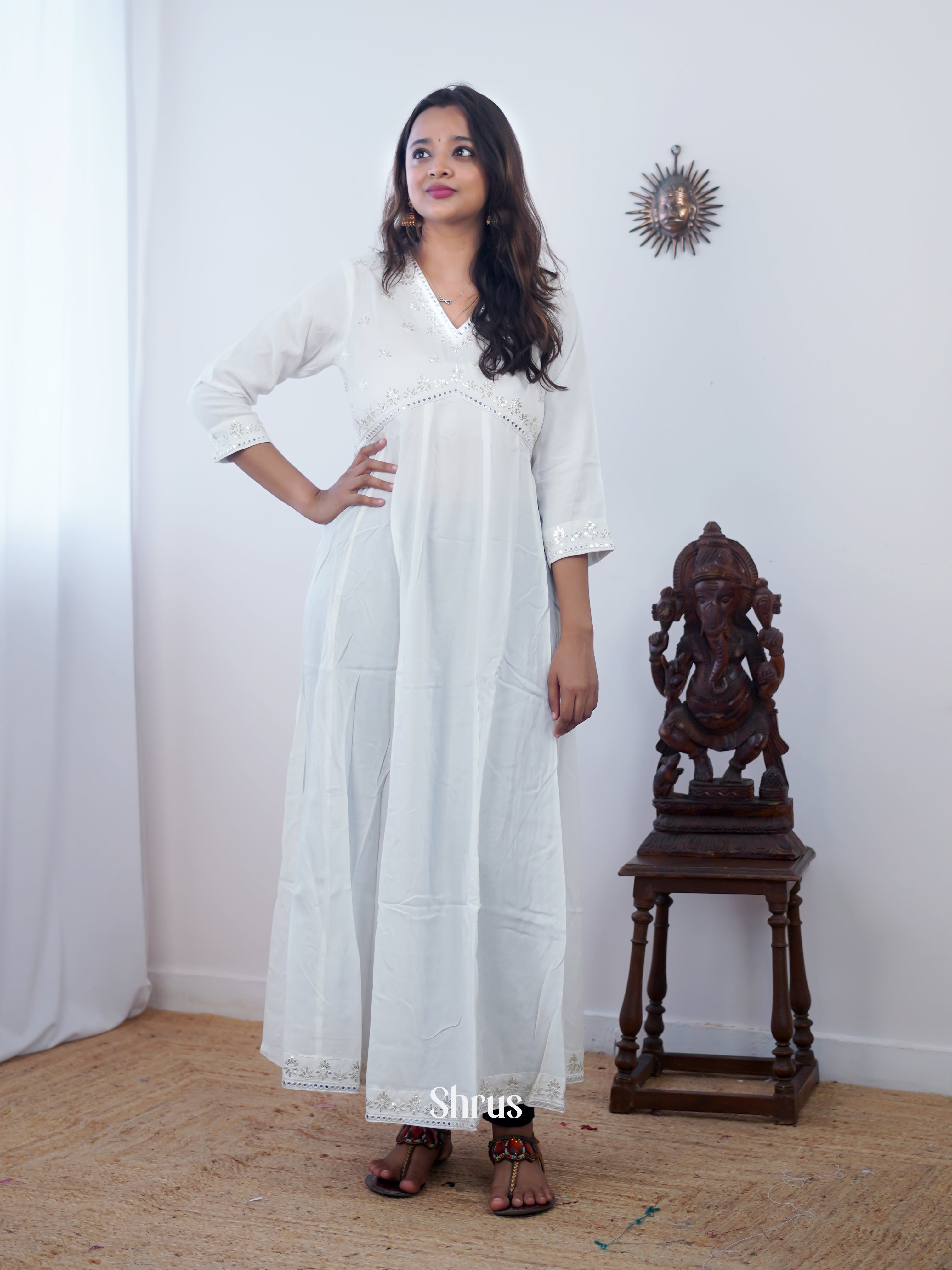 White - Readymade kurti - Shop on ShrusEternity.com