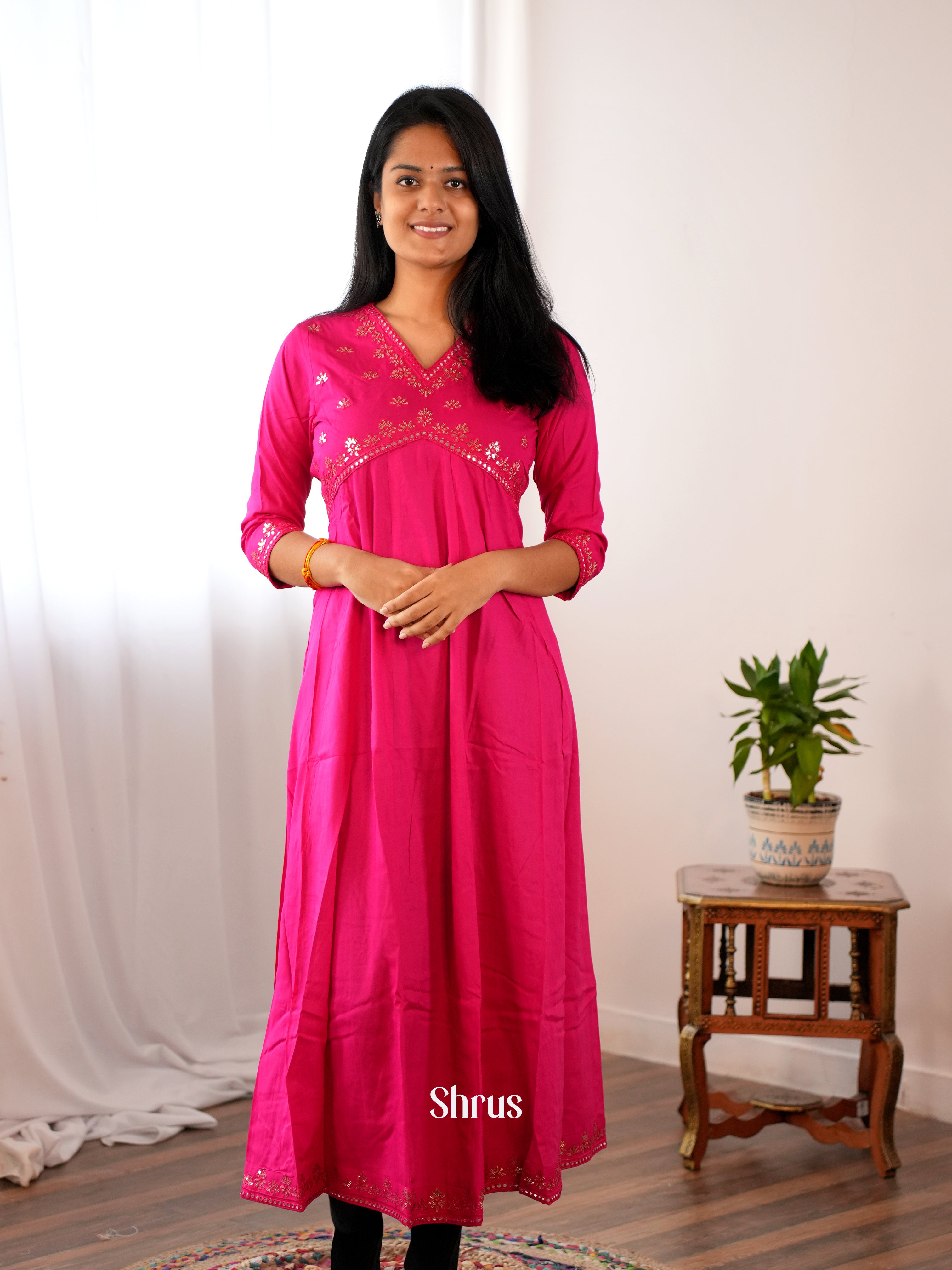 Pink - Readymade Kurti - Shop on ShrusEternity.com