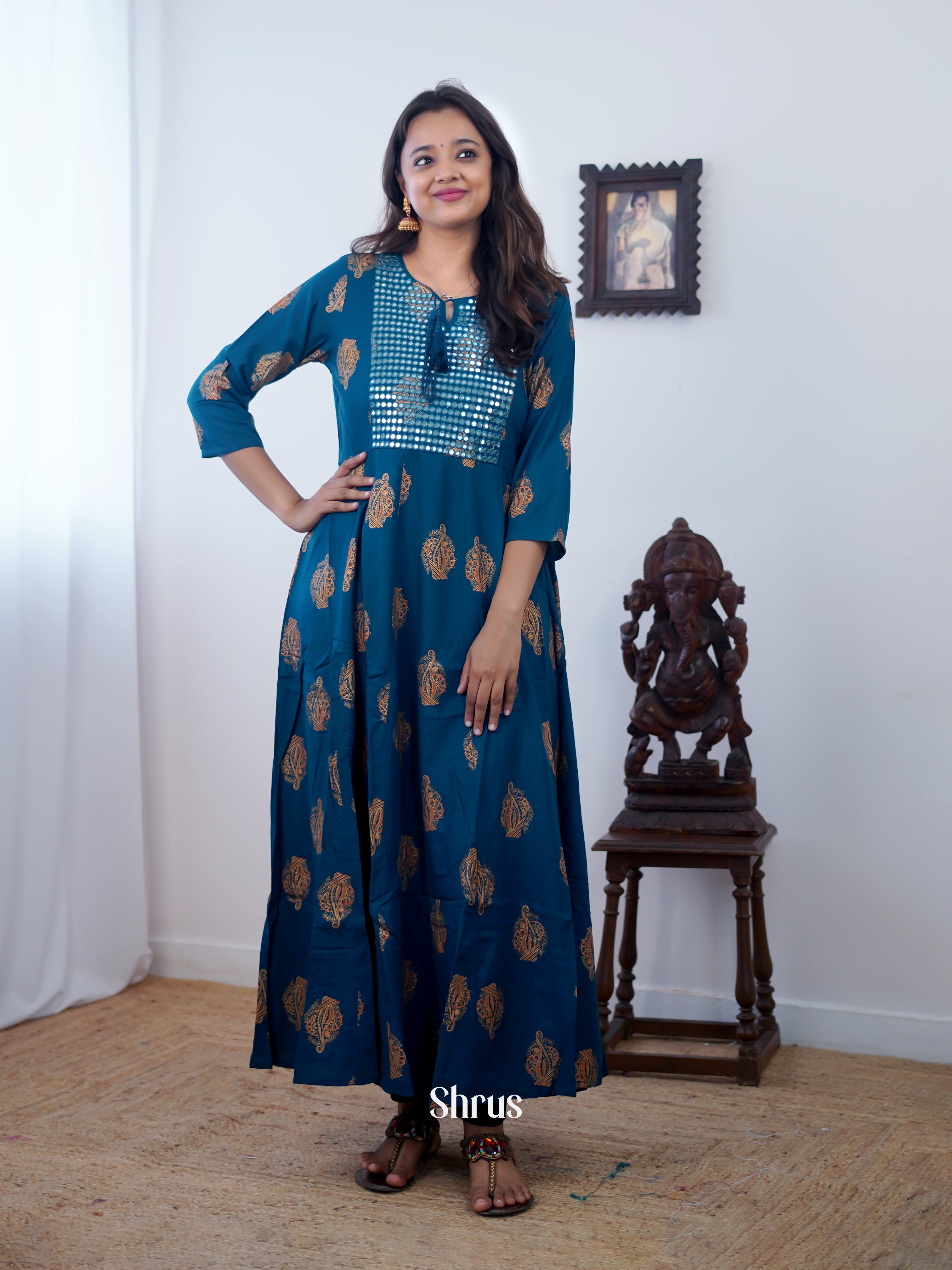 Blue - Readymade Kurti - Shop on ShrusEternity.com