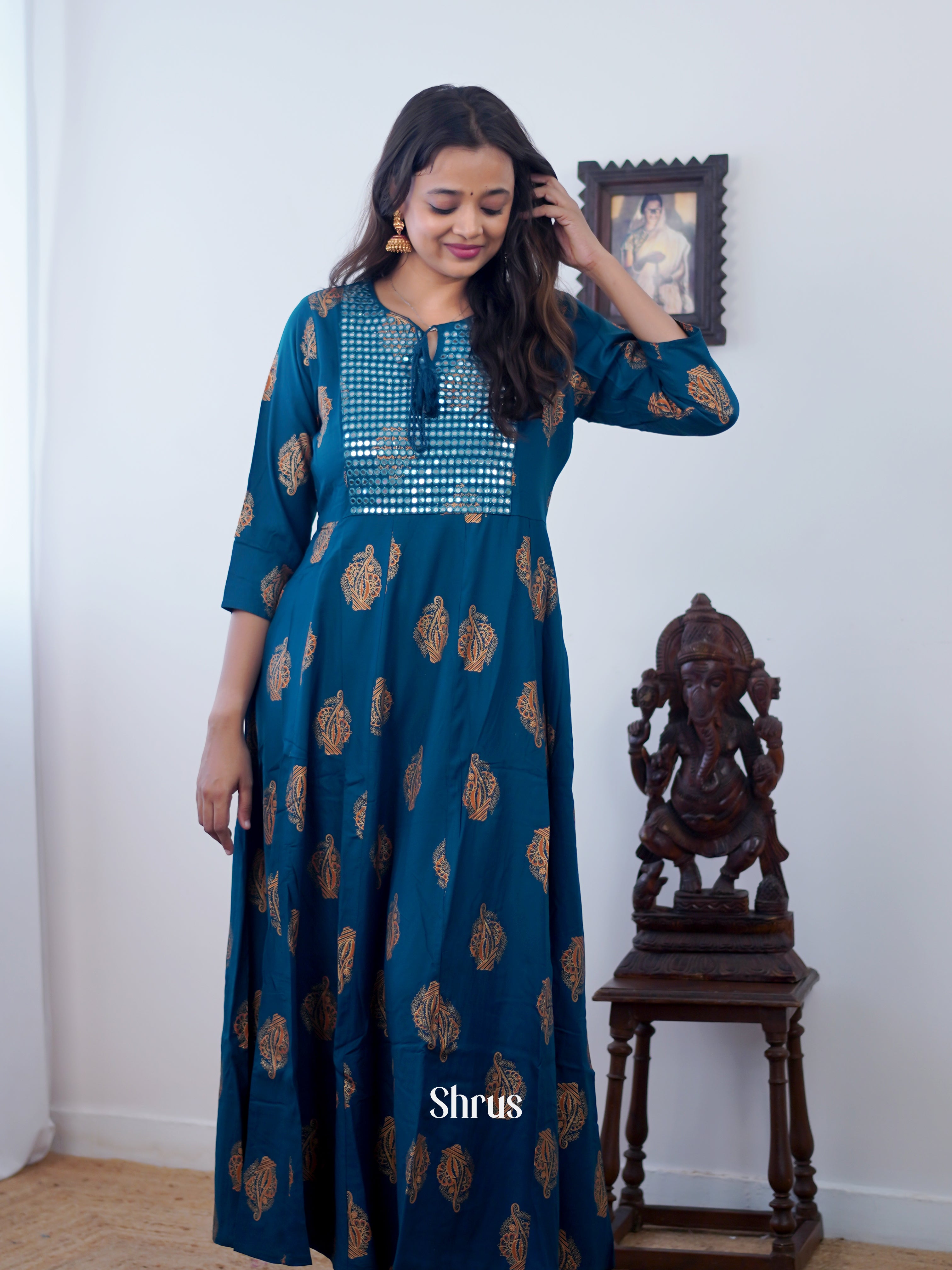 Blue - Readymade Kurti - Shop on ShrusEternity.com