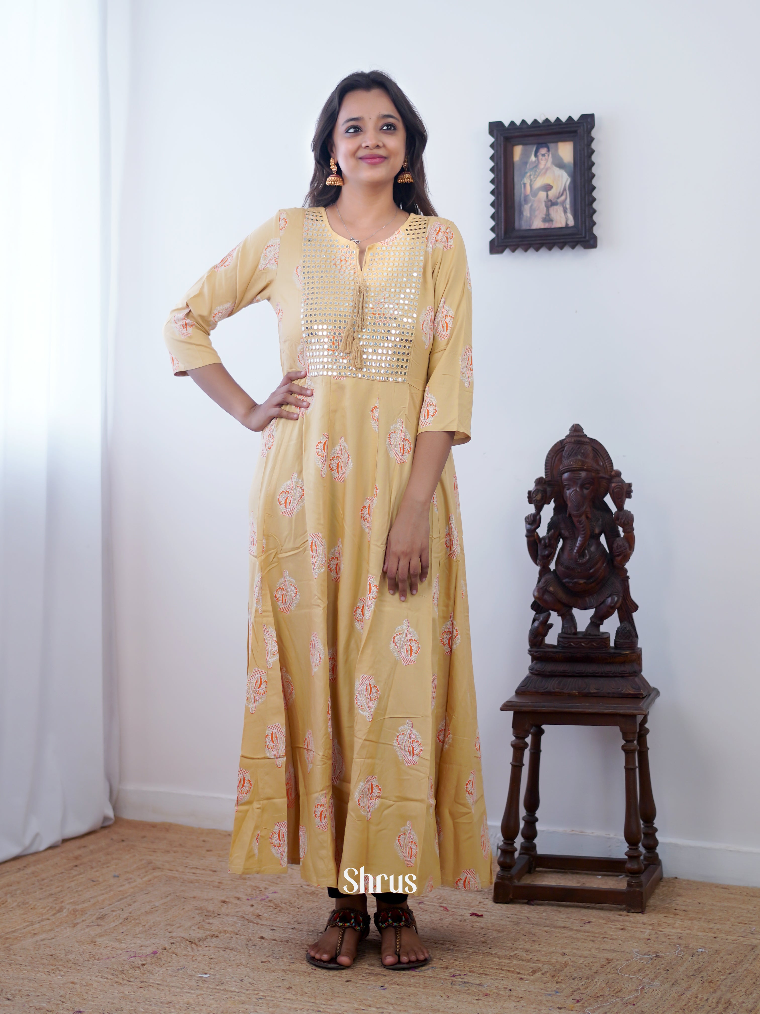 Beige - Readymade Kurti - Shop on ShrusEternity.com