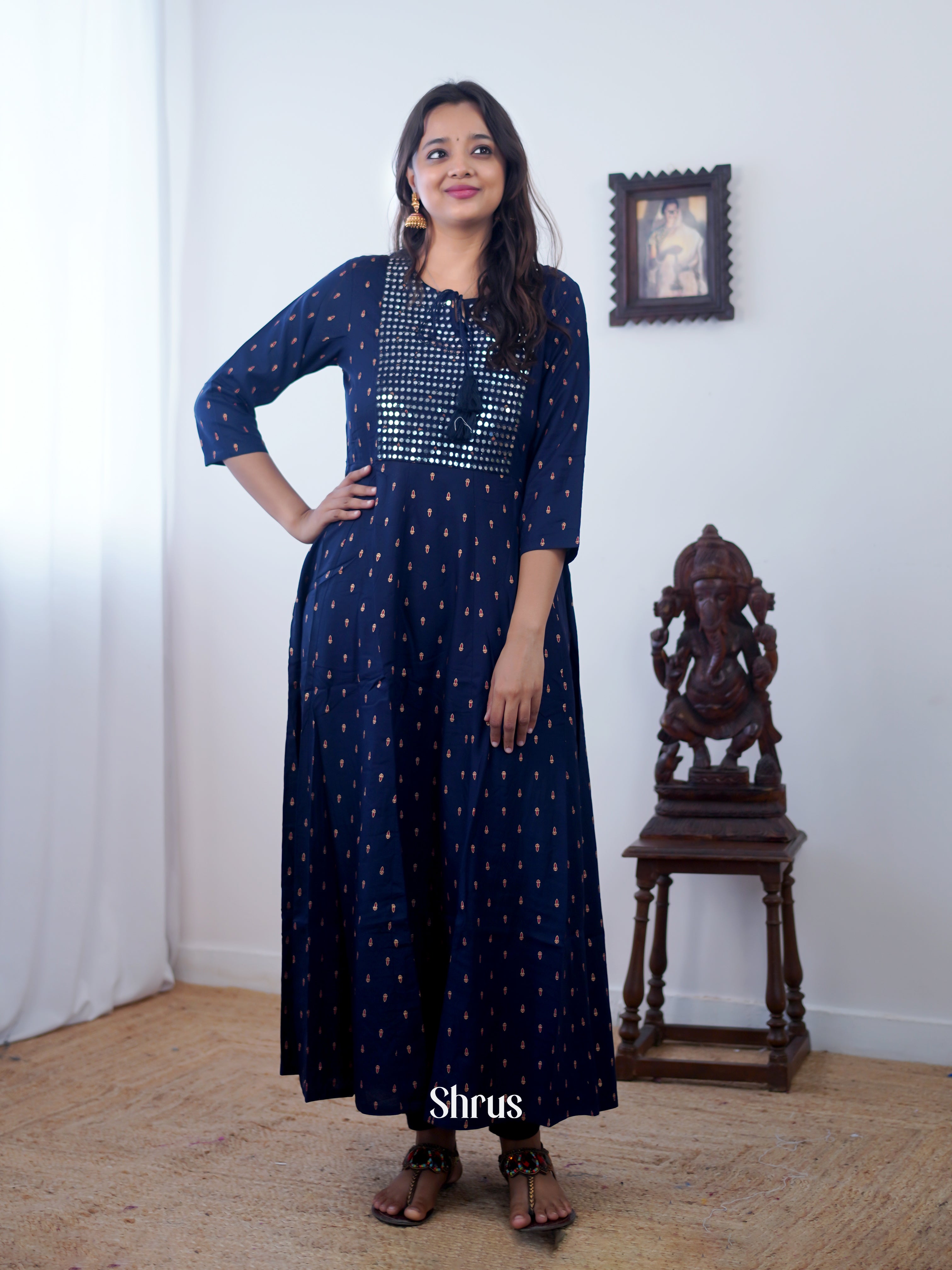 Blue - Readymade kurti - Shop on ShrusEternity.com