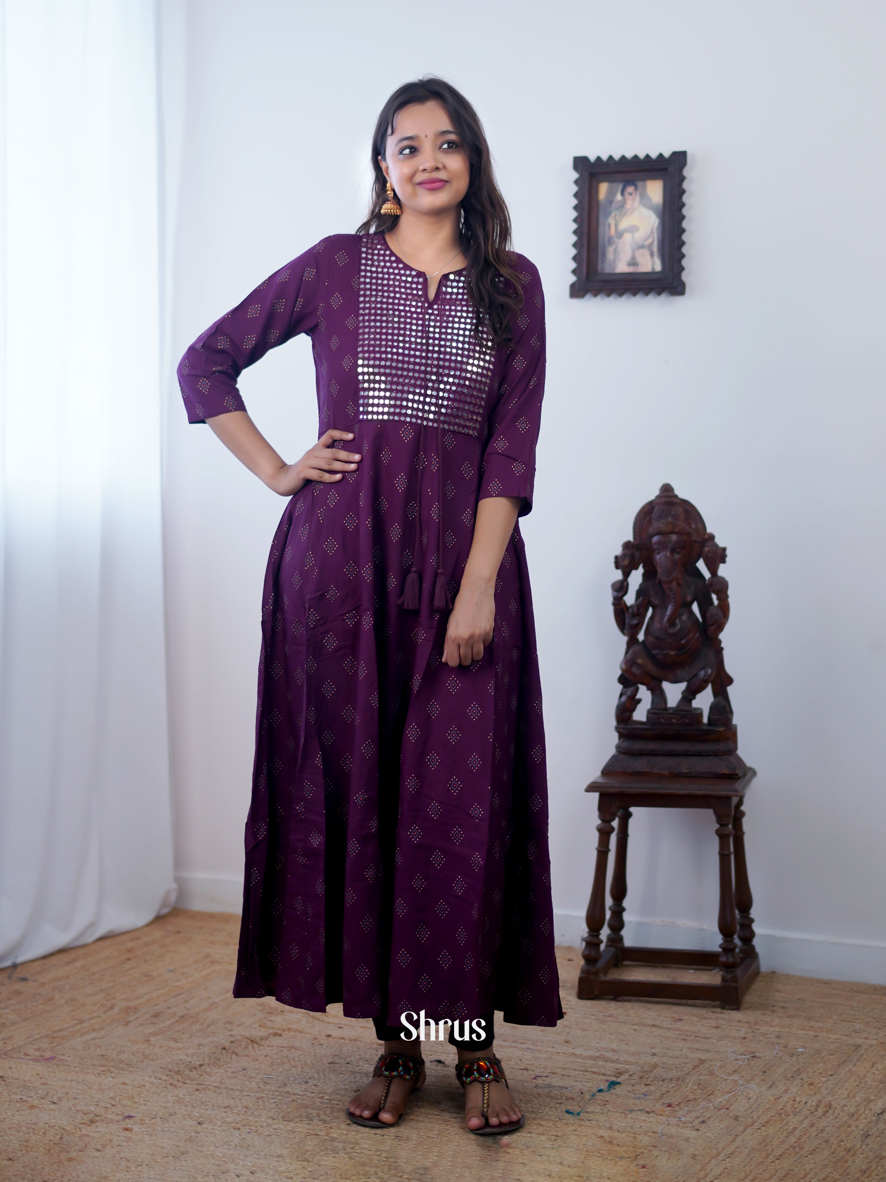 Purple - Readymade Kurti - Shop on ShrusEternity.com