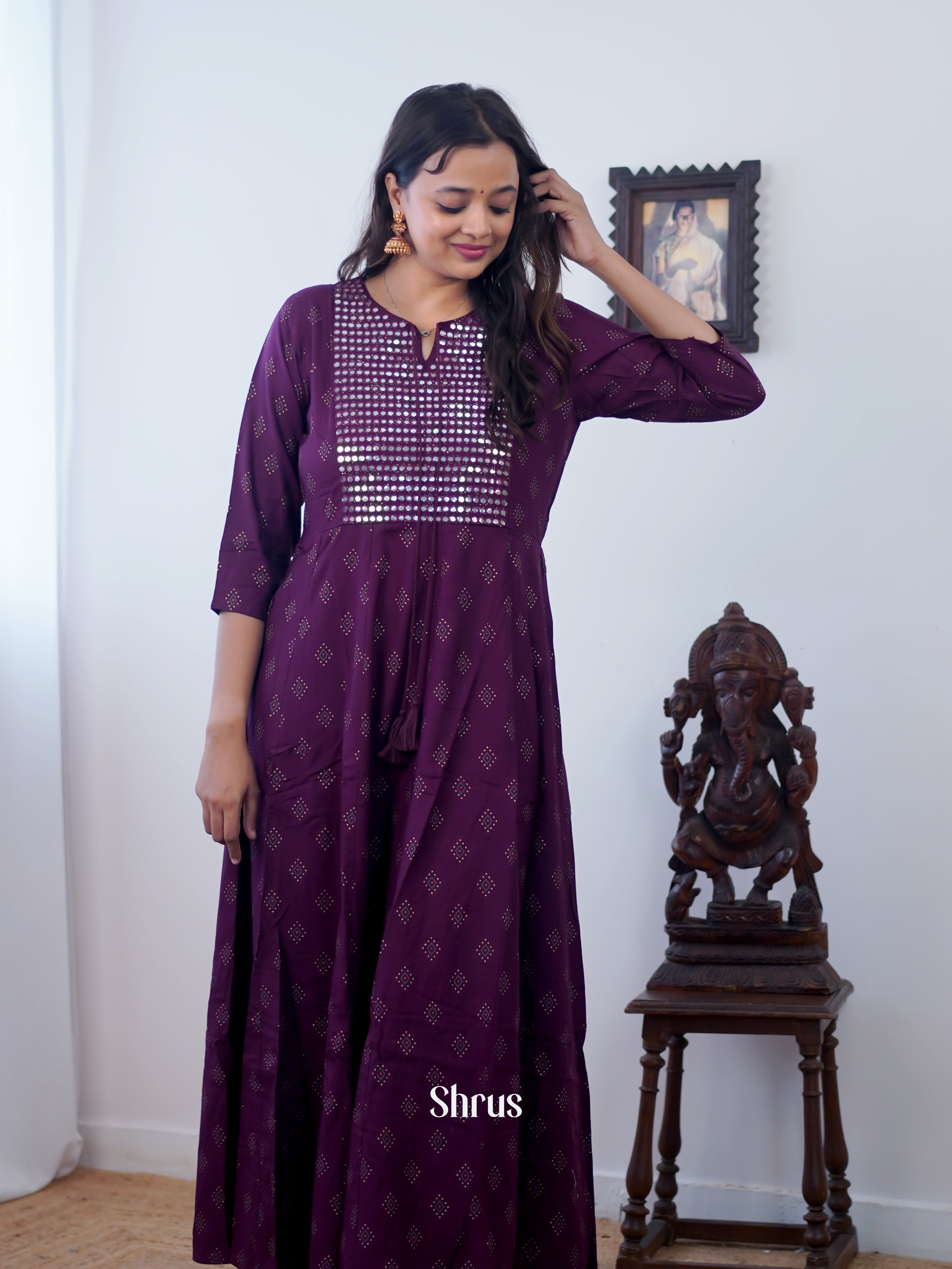 Purple - Readymade Kurti - Shop on ShrusEternity.com