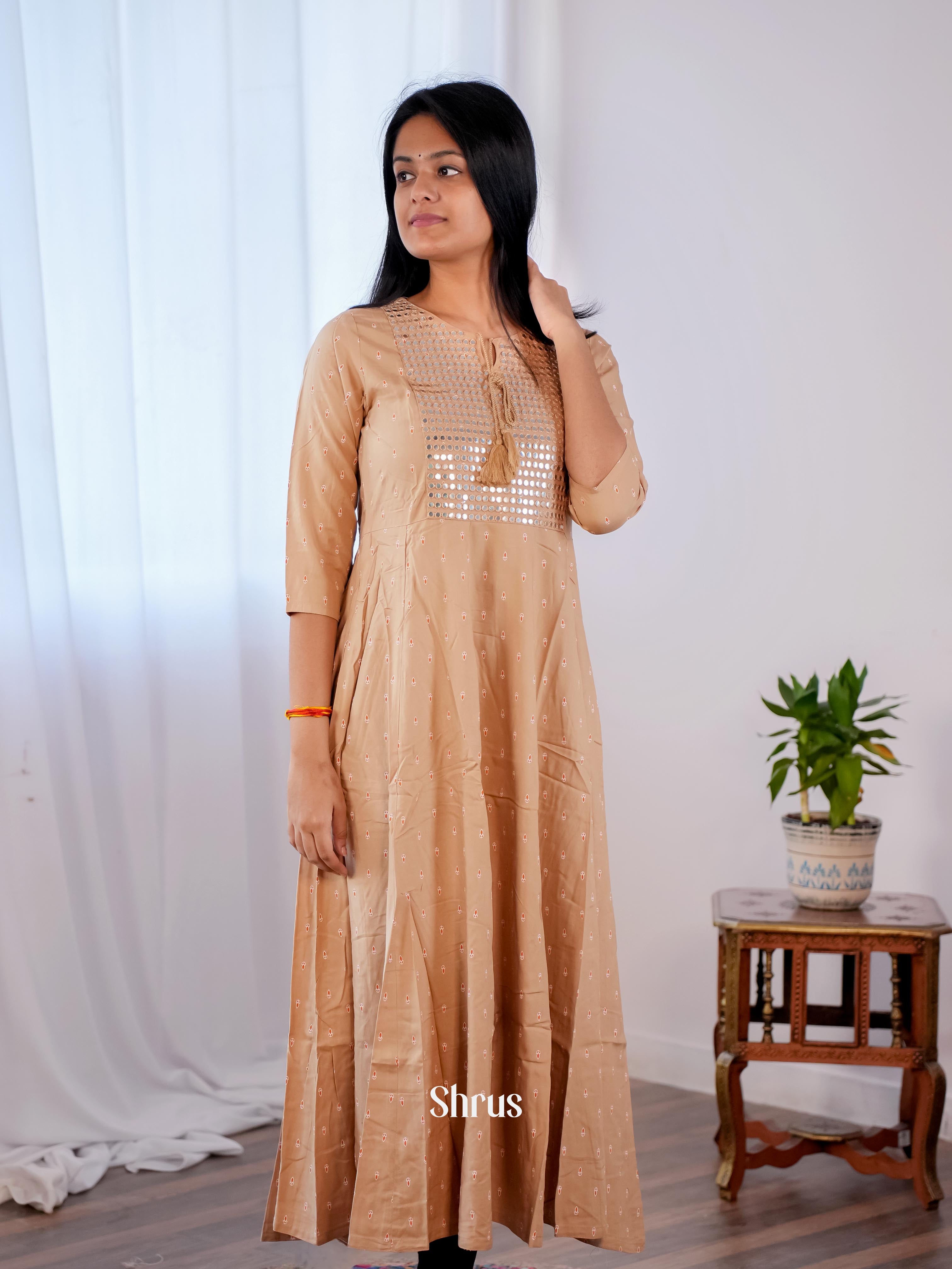 Dull Brown - Readymade Kurti - Shop on ShrusEternity.com