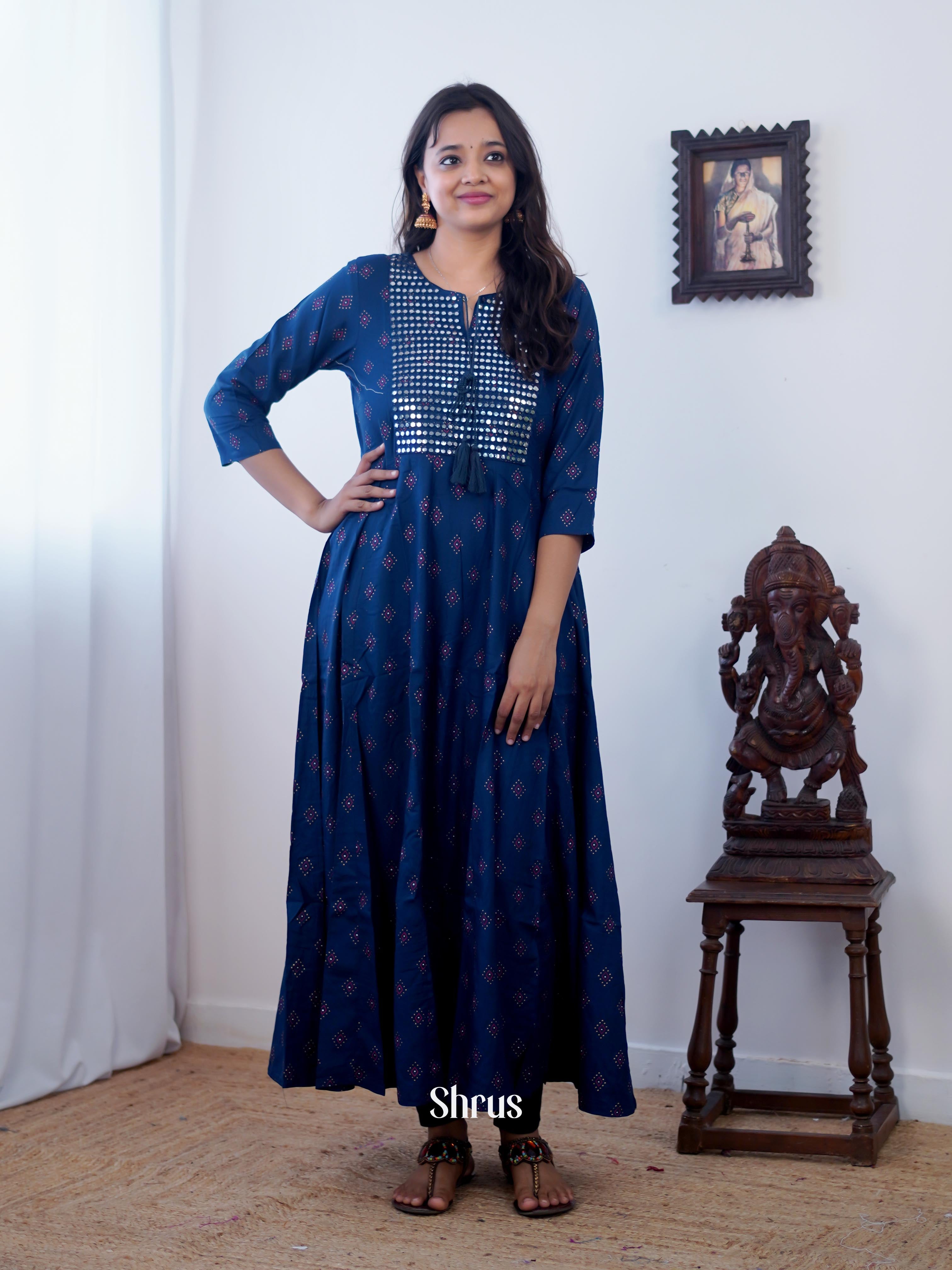 Blue - Readymade Kurti - Shop on ShrusEternity.com