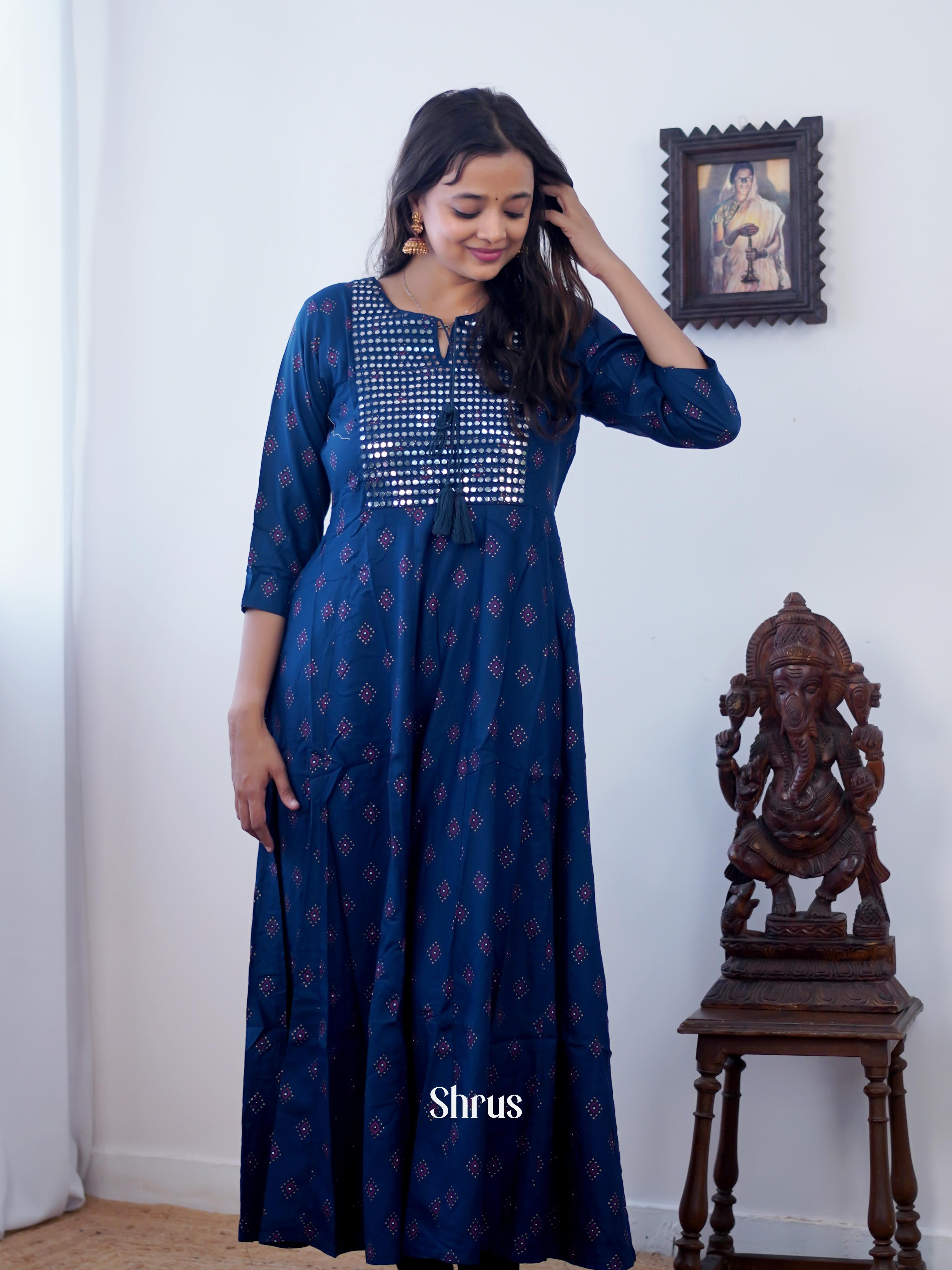 Blue - Readymade Kurti - Shop on ShrusEternity.com