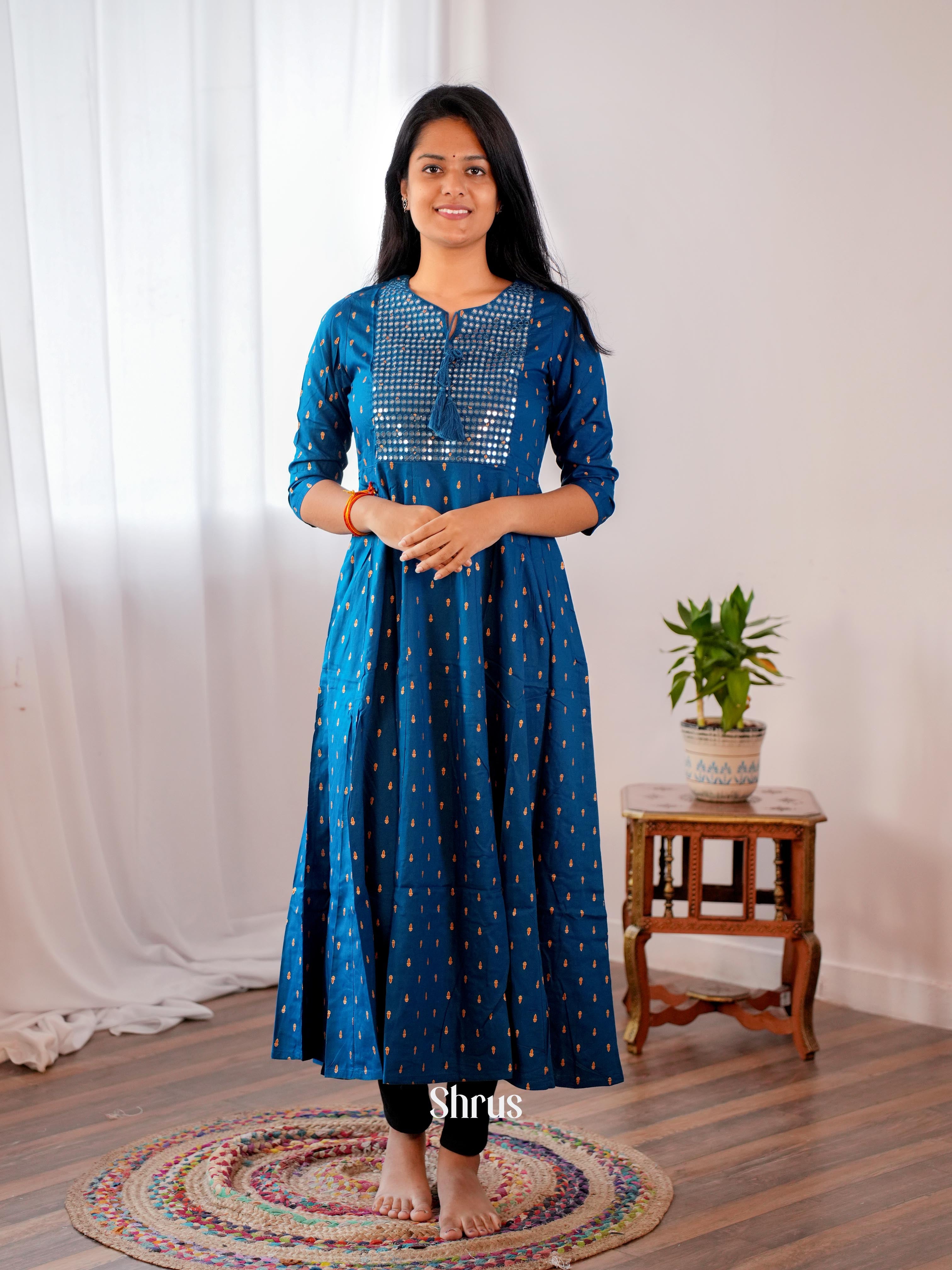 Blue - Readymade Kurti - Shop on ShrusEternity.com