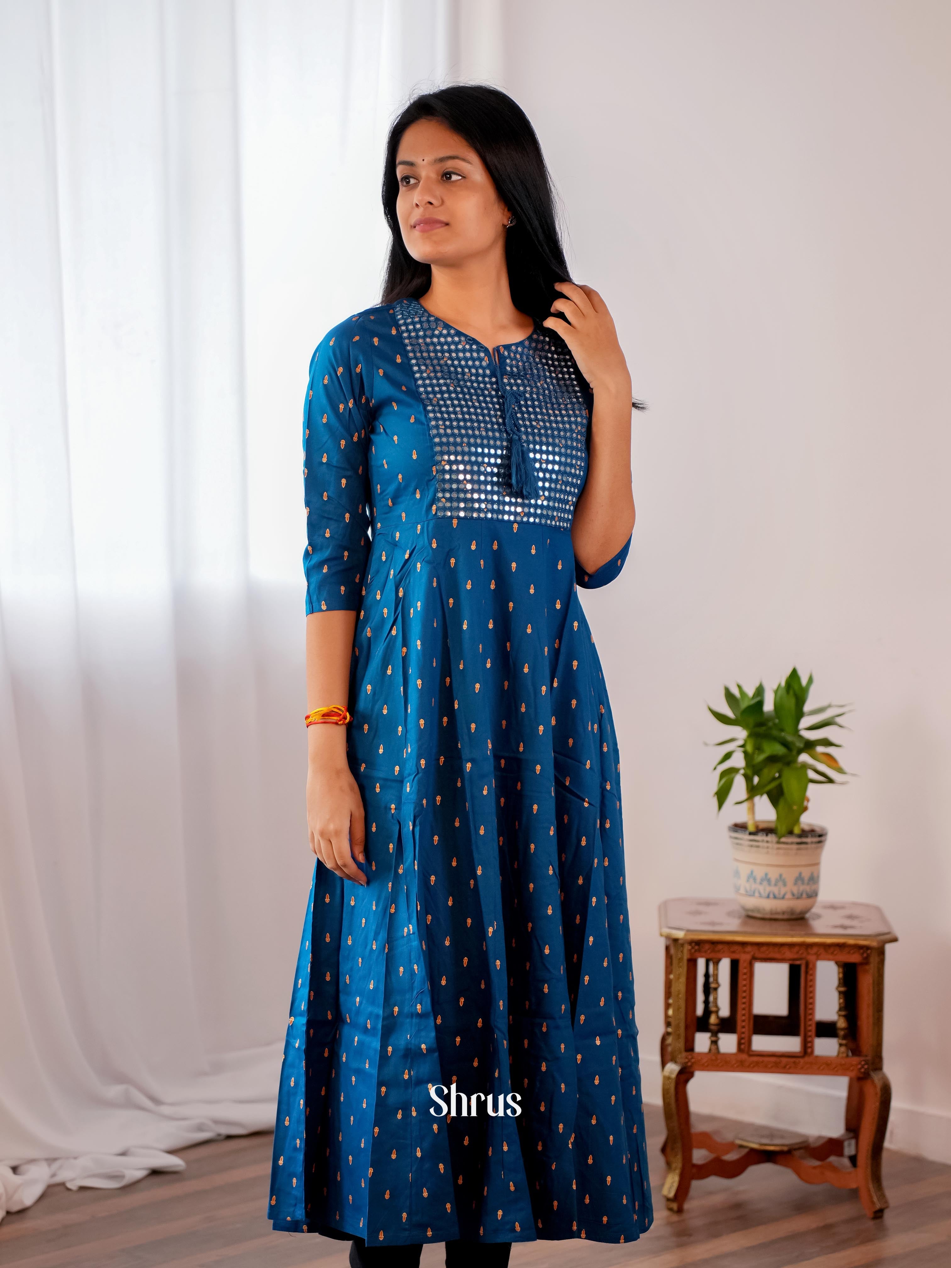 Blue - Readymade Kurti - Shop on ShrusEternity.com