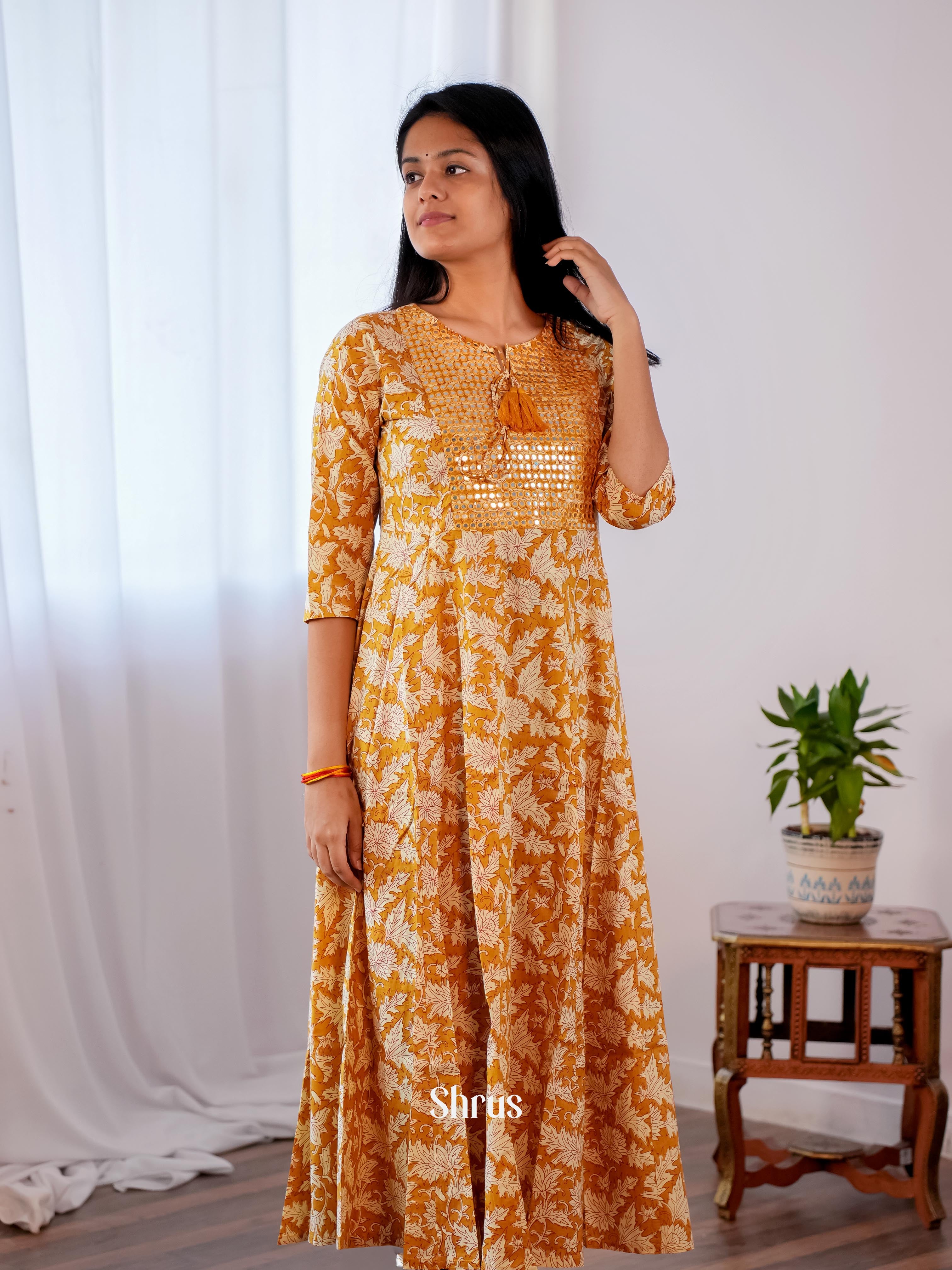 Orange - Readymade kurti - Shop on ShrusEternity.com