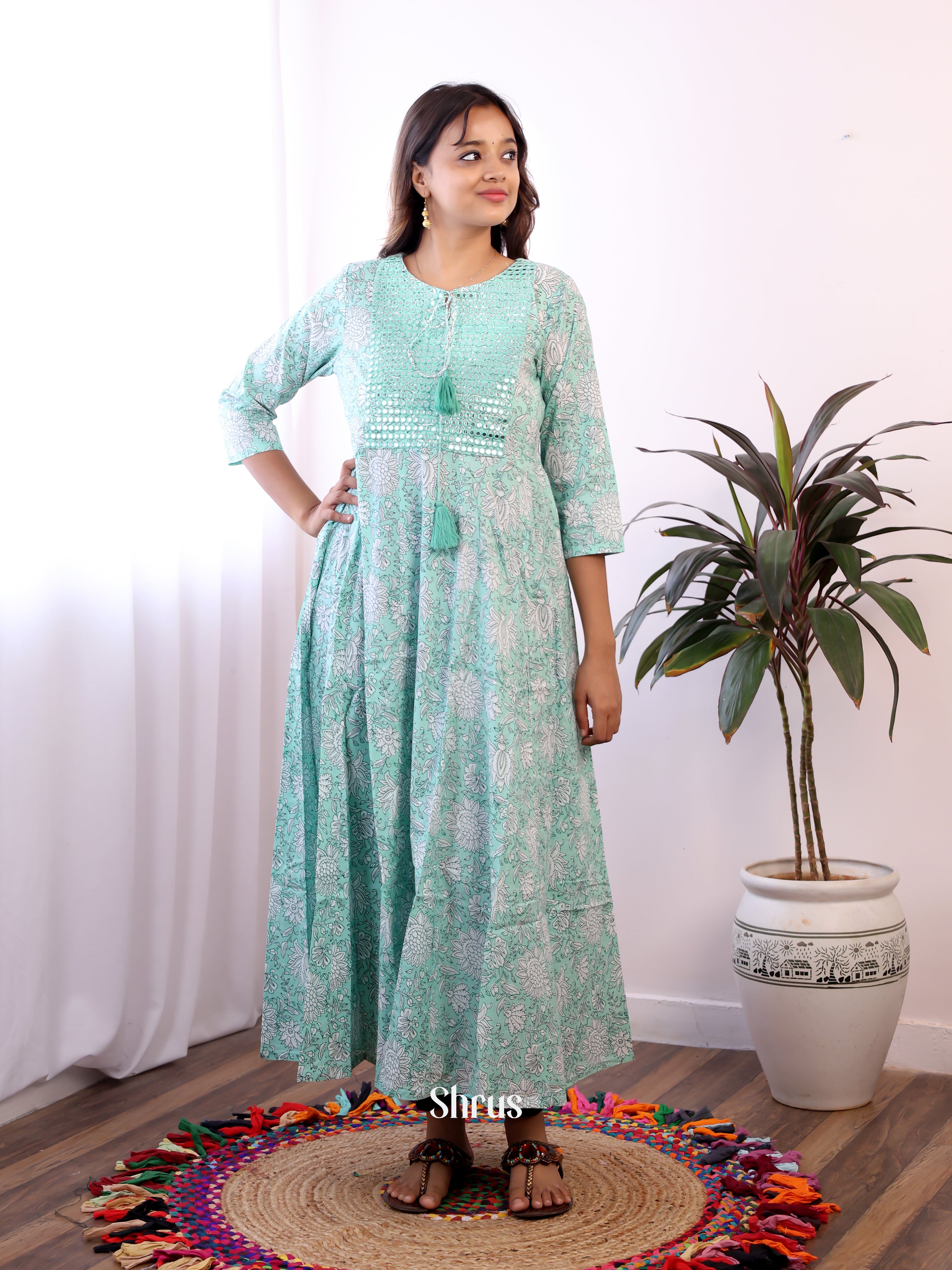 Green - Readymade Kurti - Shop on ShrusEternity.com
