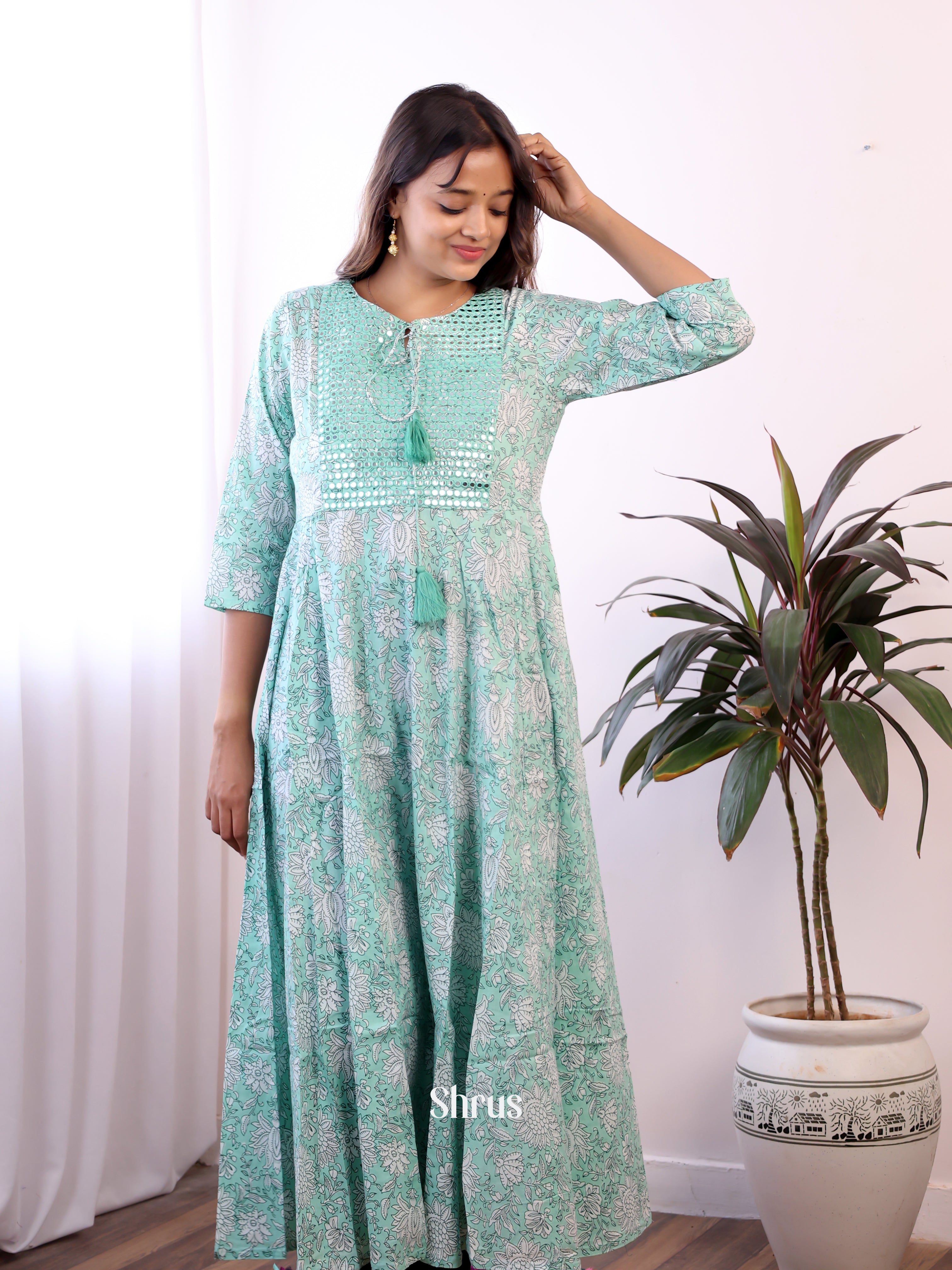 Green - Readymade Kurti - Shop on ShrusEternity.com