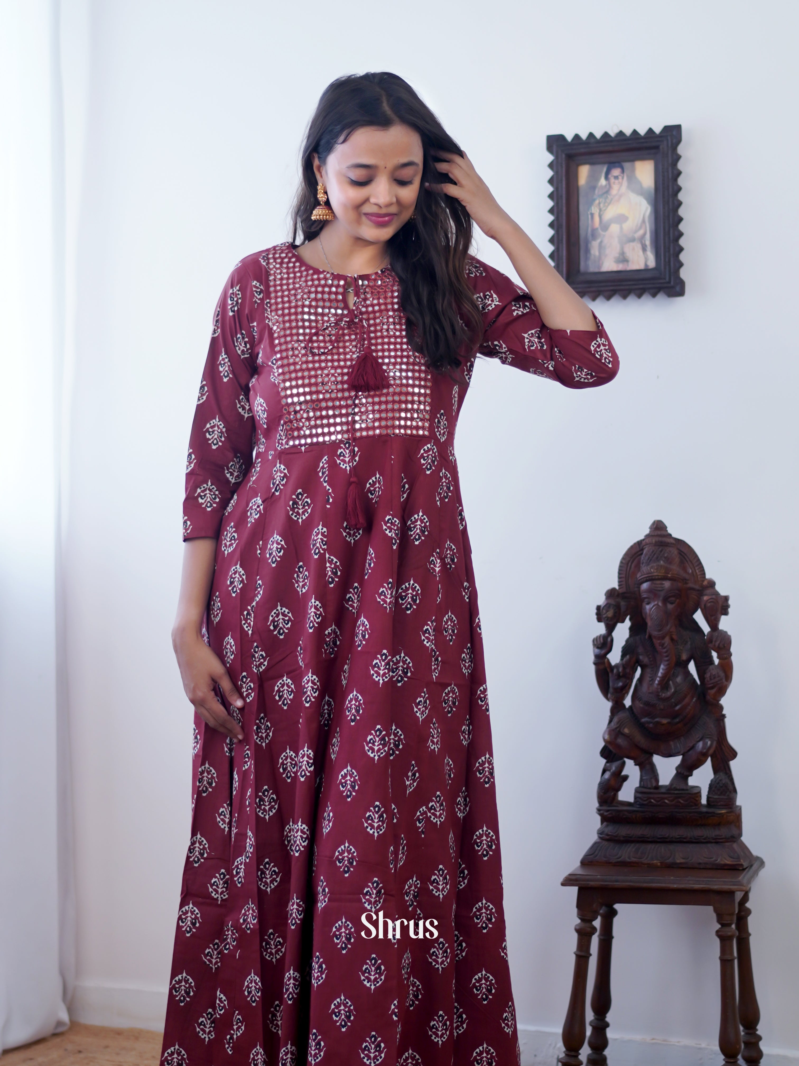Brown - Readymade Kurti - Shop on ShrusEternity.com