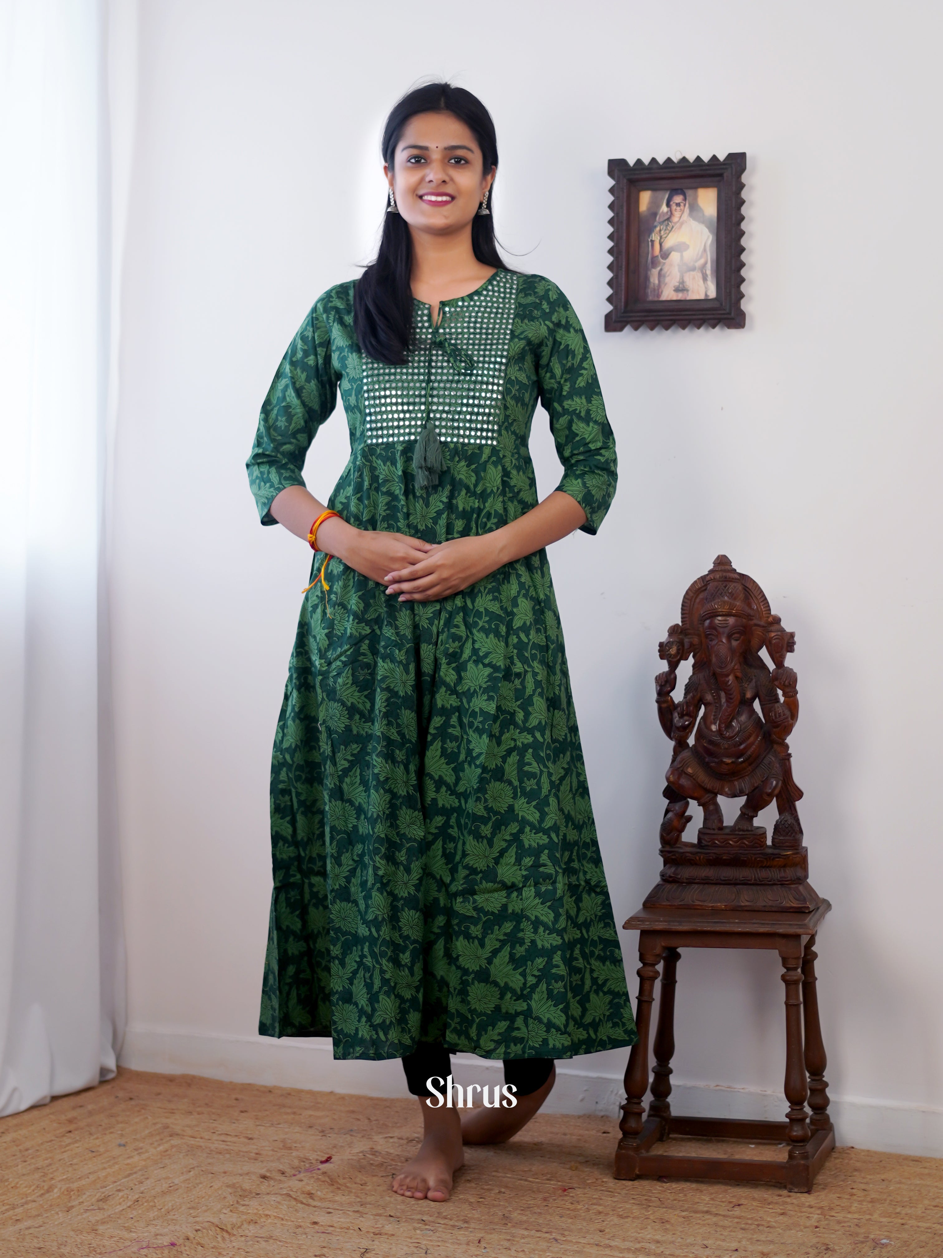 Green - Readymade kurti - Shop on ShrusEternity.com