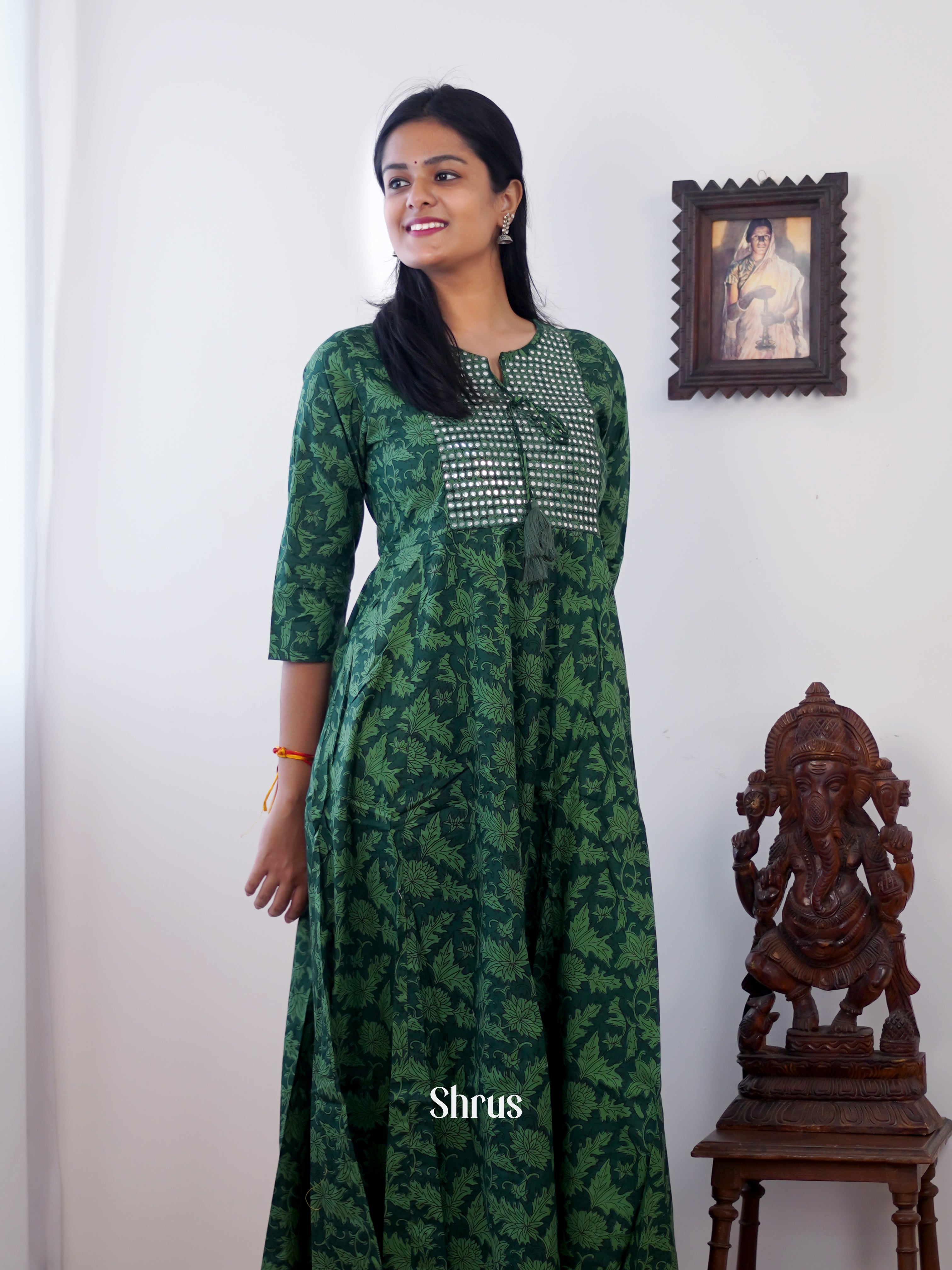 Green - Readymade kurti - Shop on ShrusEternity.com