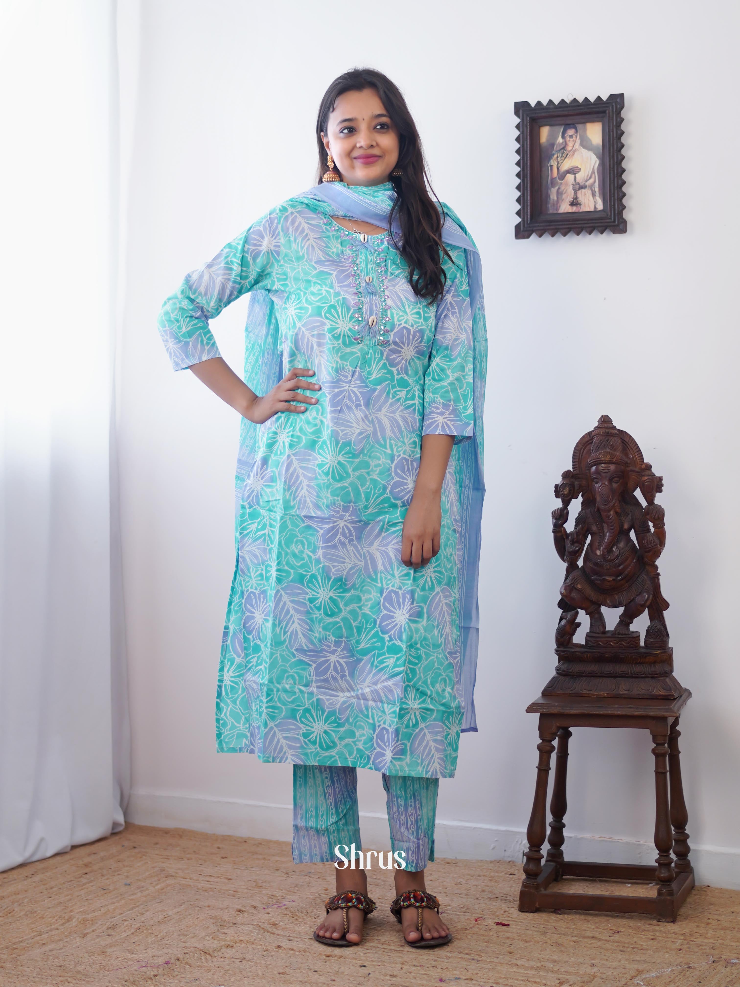 Blue & Purple - 3pc Casual Readymade Suits - Shop on ShrusEternity.com