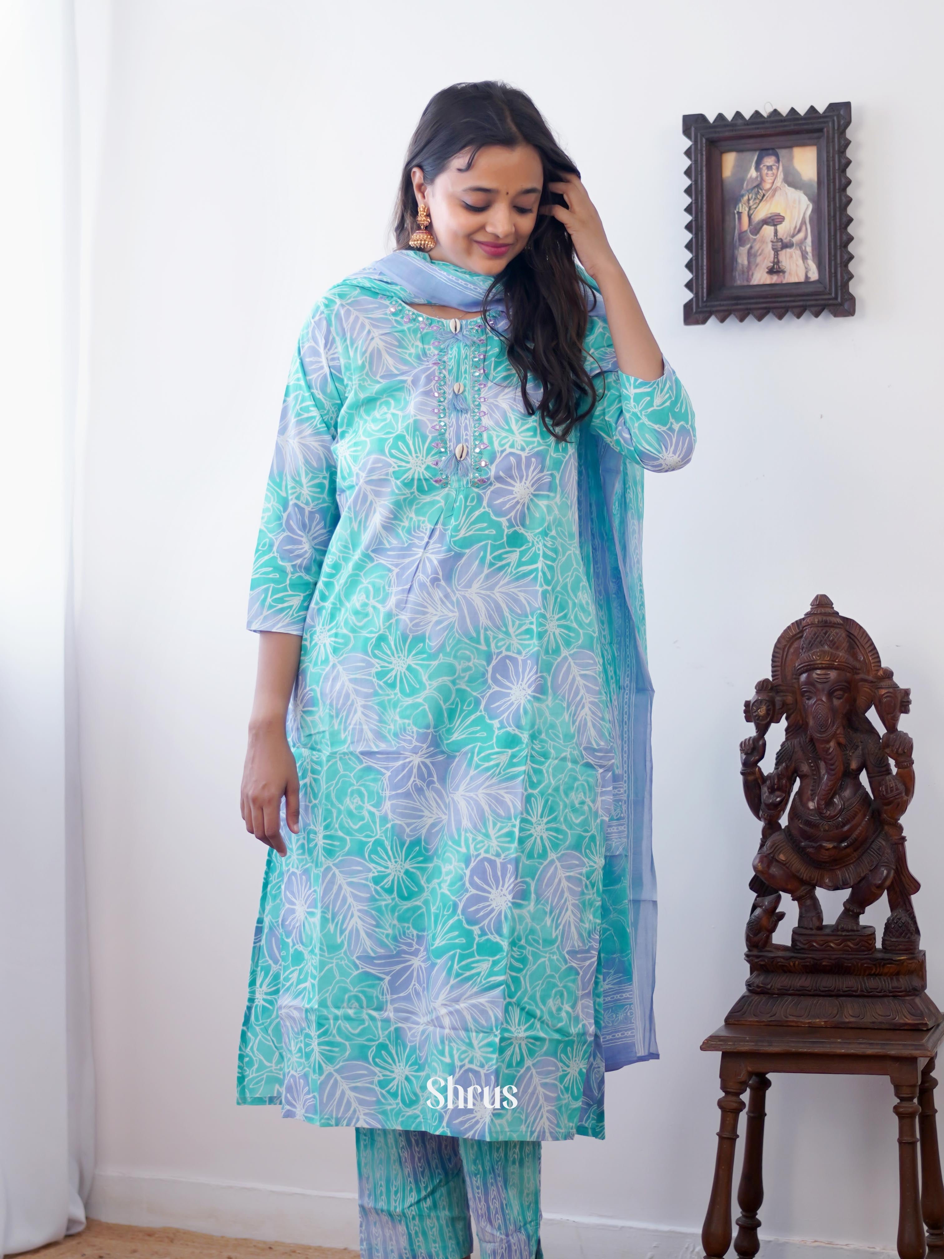 Blue & Purple - 3pc Casual Readymade Suits - Shop on ShrusEternity.com