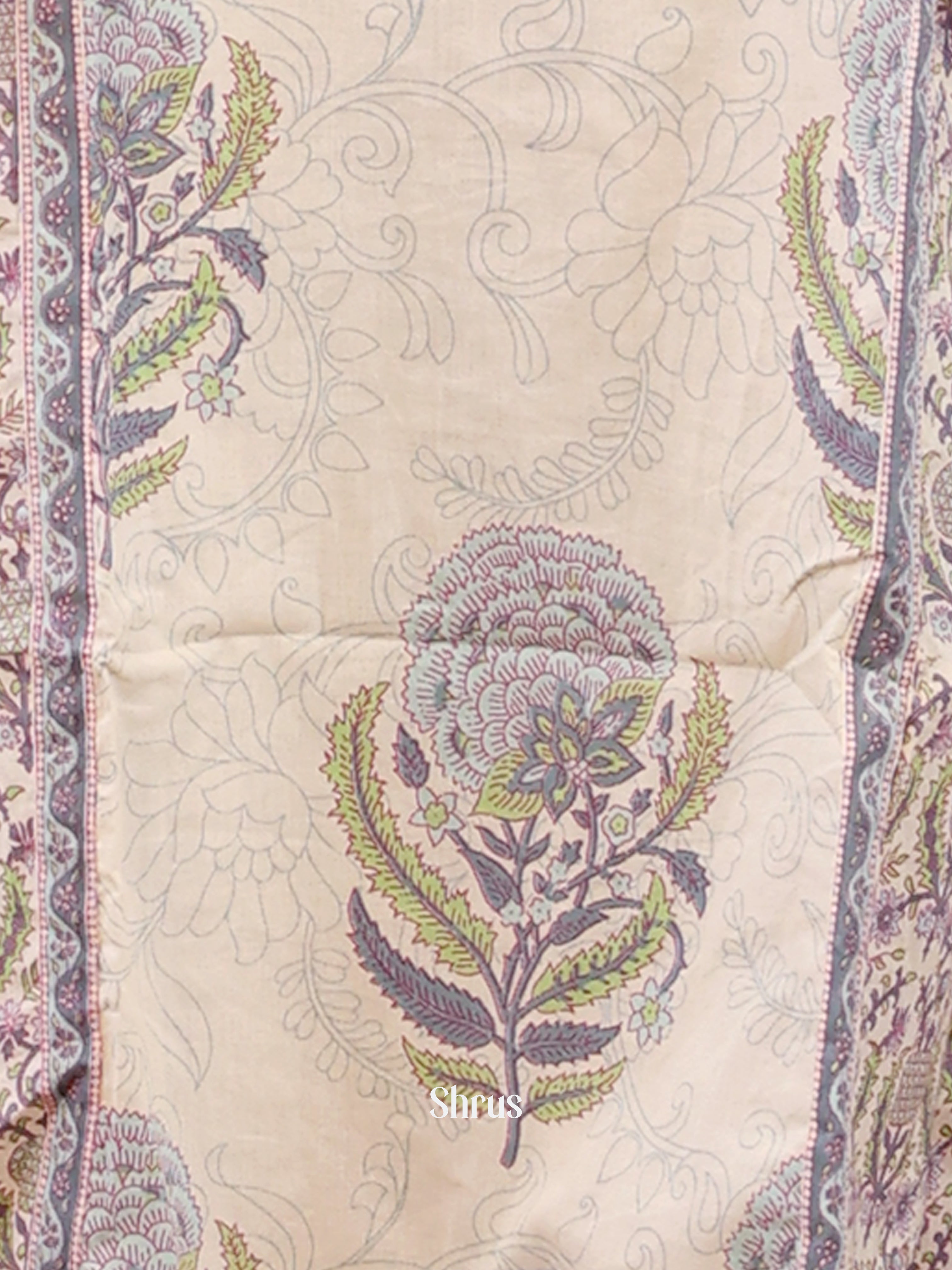 Cream & Purple- 3pc floral printed Readymade Suits - Shop on ShrusEternity.com
