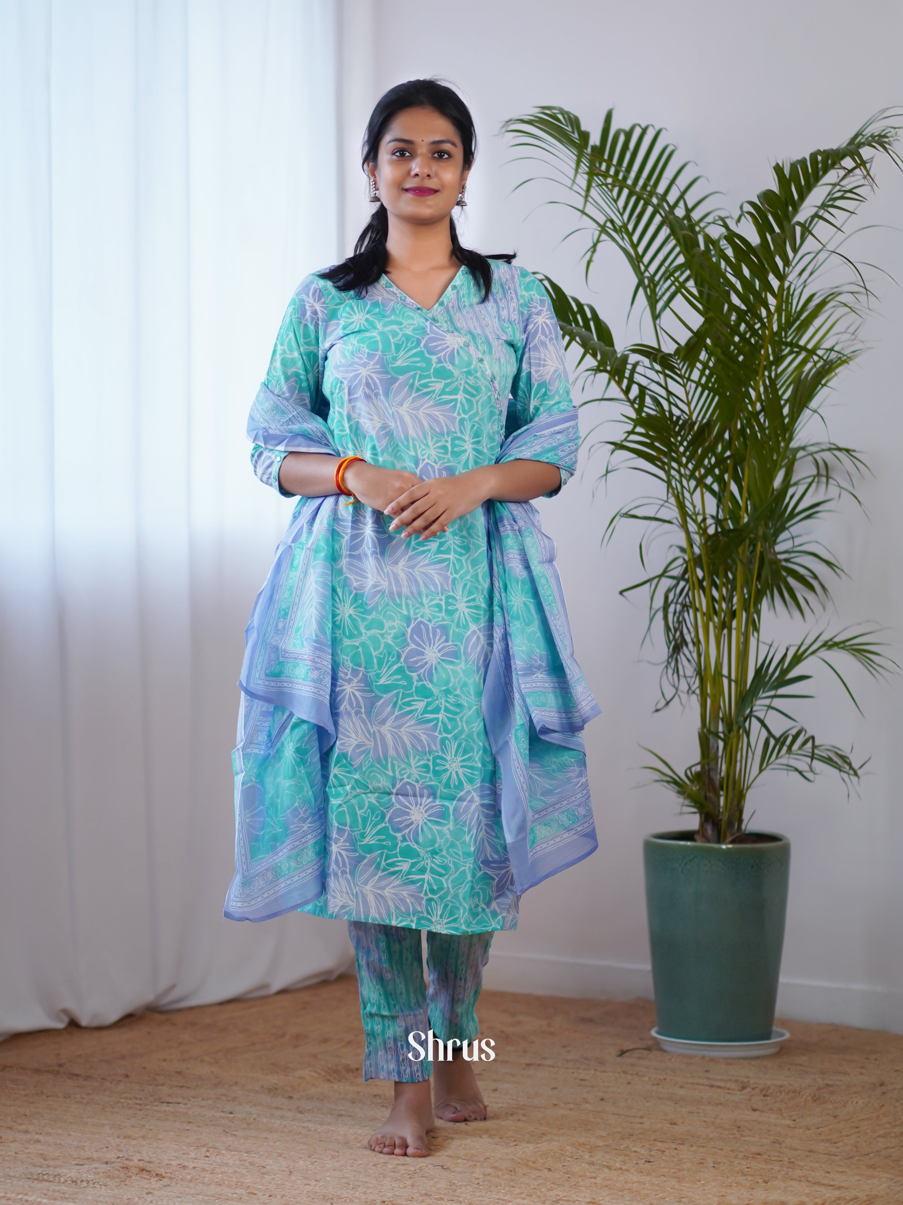 Teal & Purple -3pc Readymade Suits - Shop on ShrusEternity.com