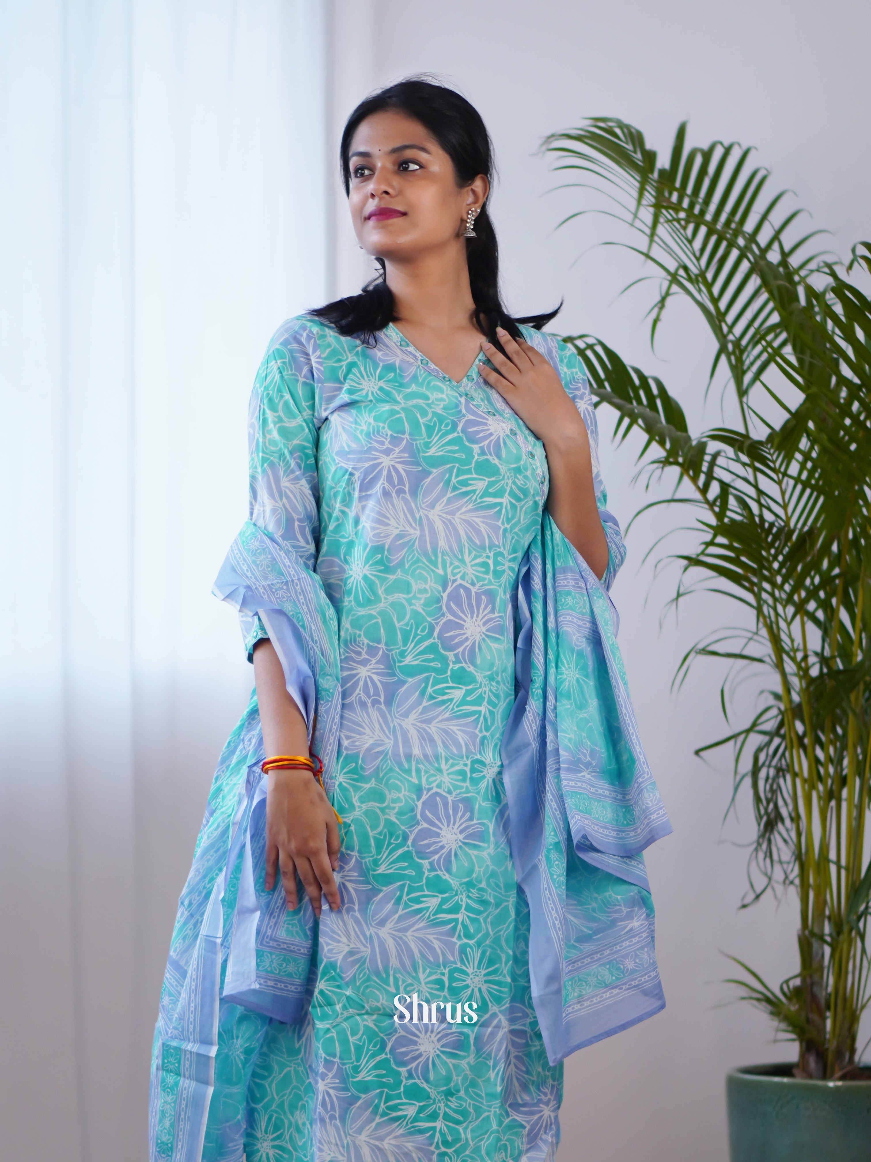 Teal & Purple -3pc Readymade Suits - Shop on ShrusEternity.com