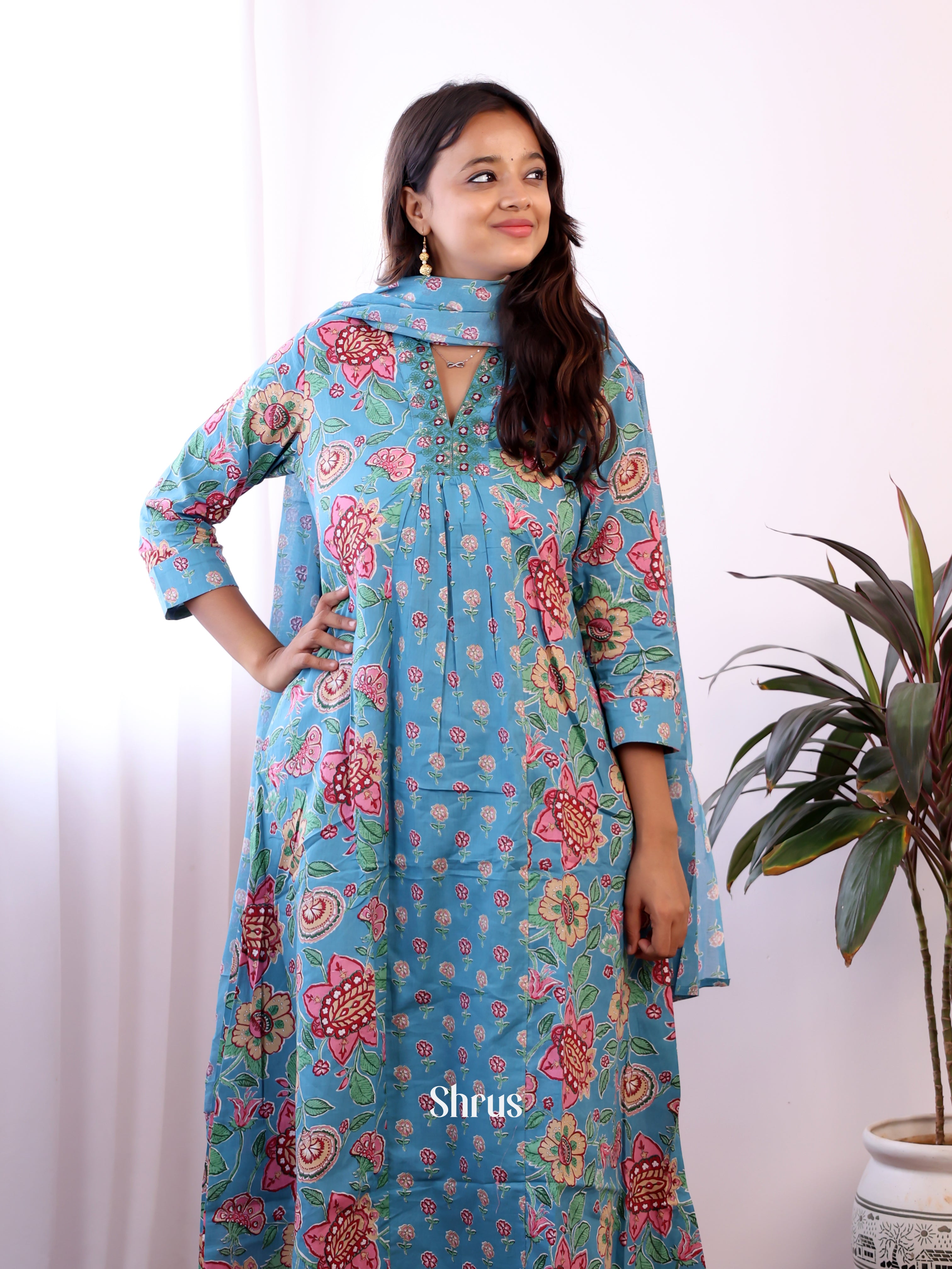 Blue- 3pc Readymade Suits - Shop on ShrusEternity.com