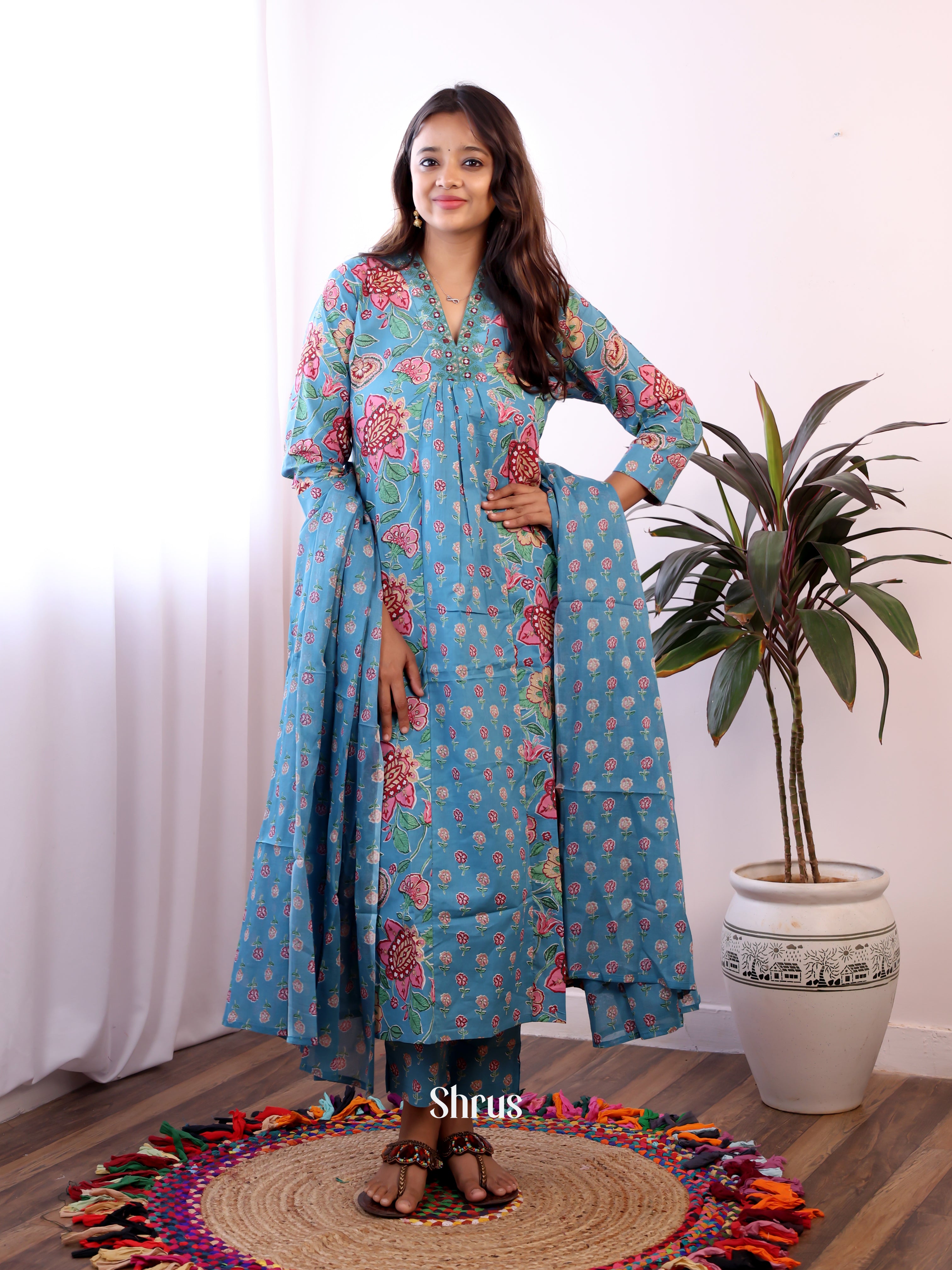Blue- 3pc Readymade Suits - Shop on ShrusEternity.com