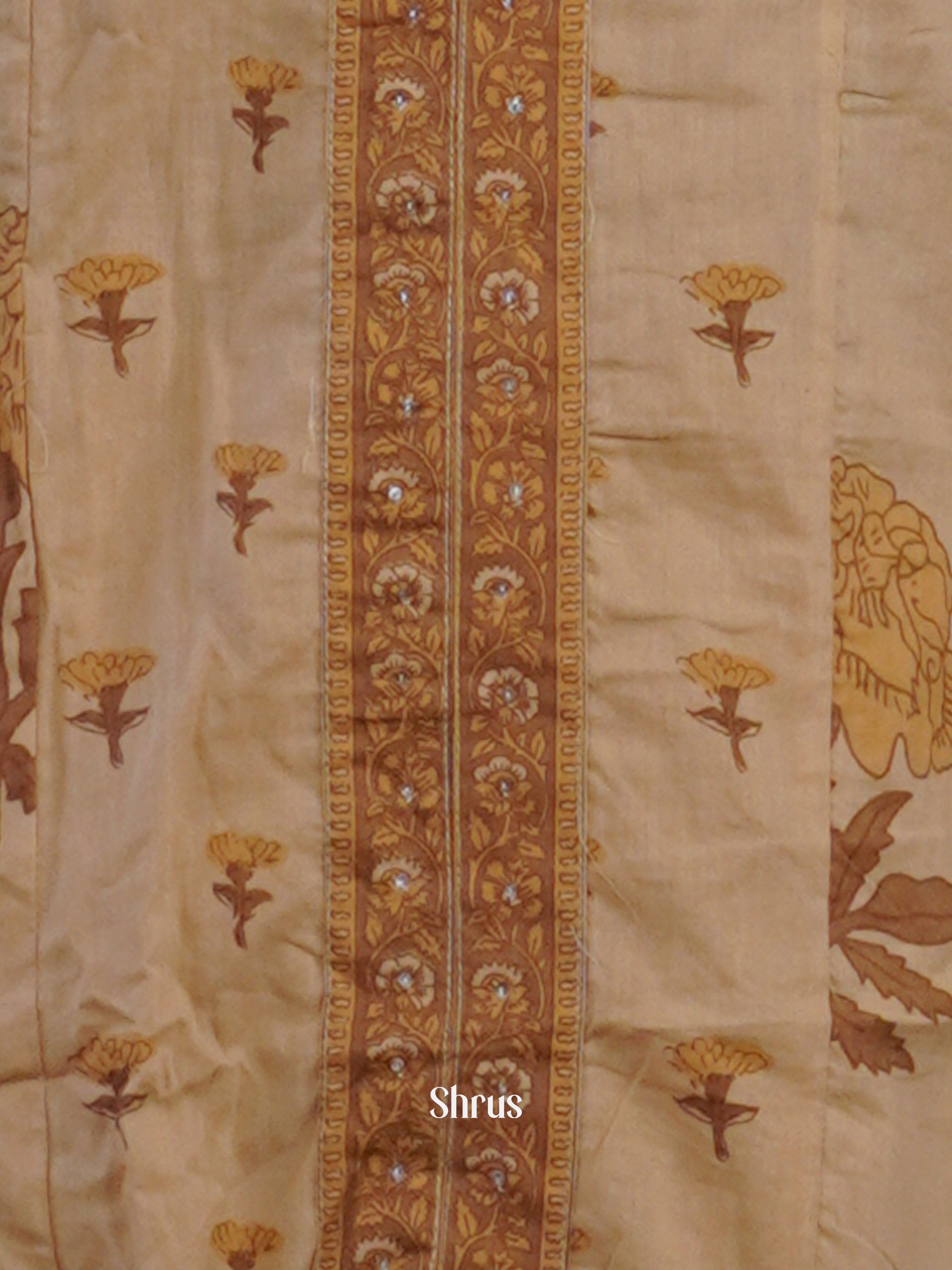 Beige & Brown -3pc Readymade Suits - Shop on ShrusEternity.com