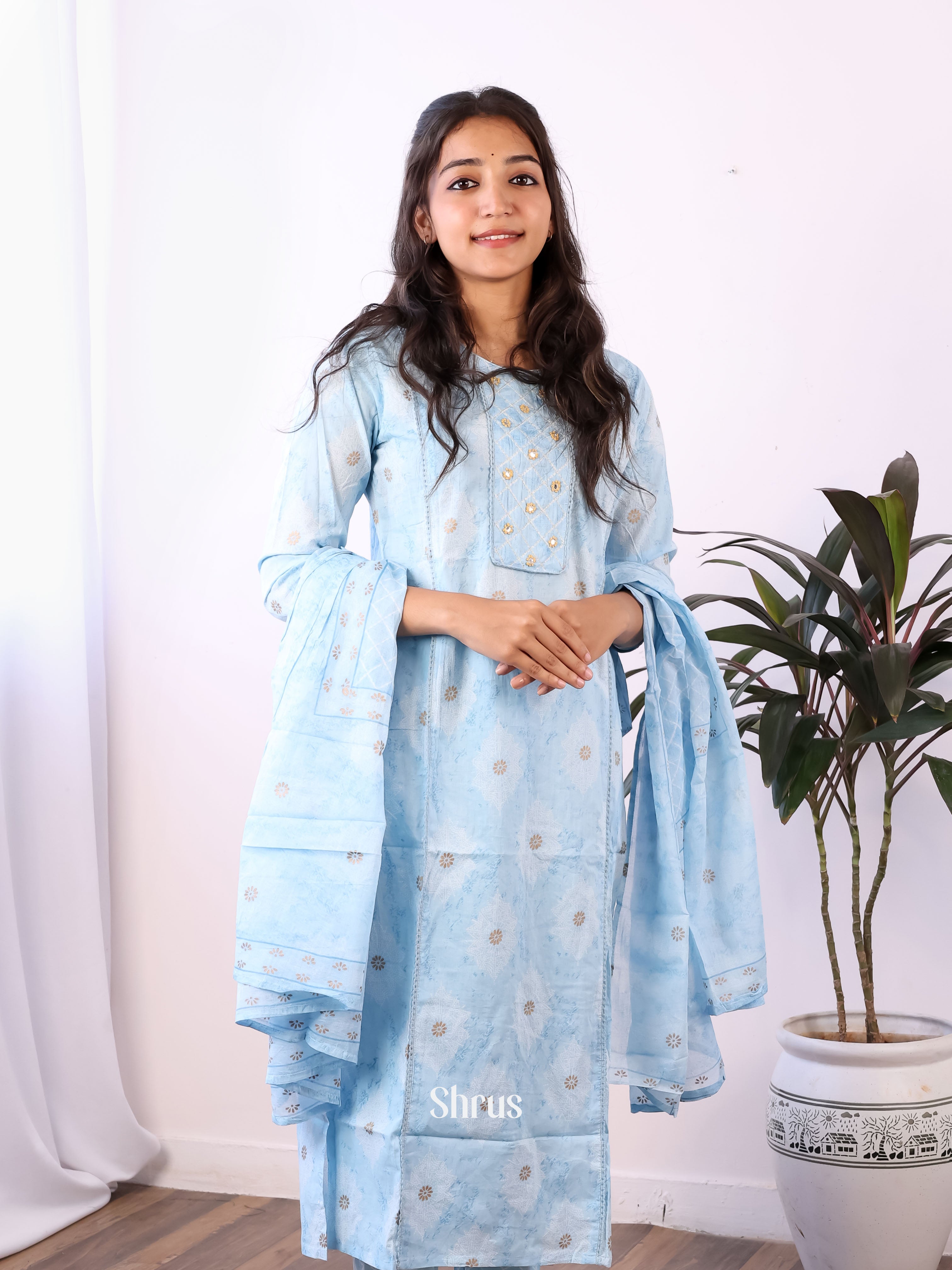 Blue -3pc Readymade Suits - Shop on ShrusEternity.com