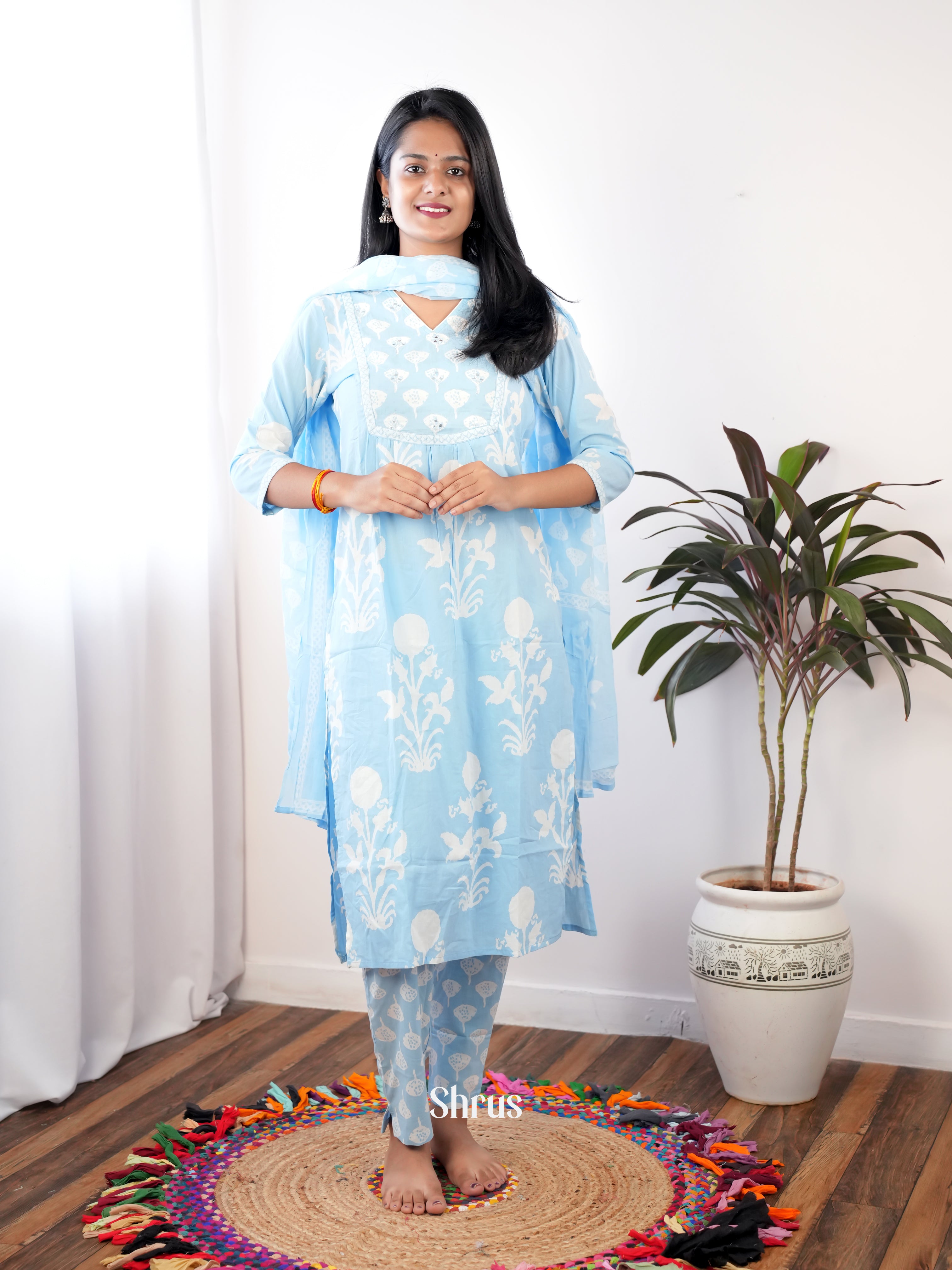 Blue - 3pc Readymade Suits - Shop on ShrusEternity.com