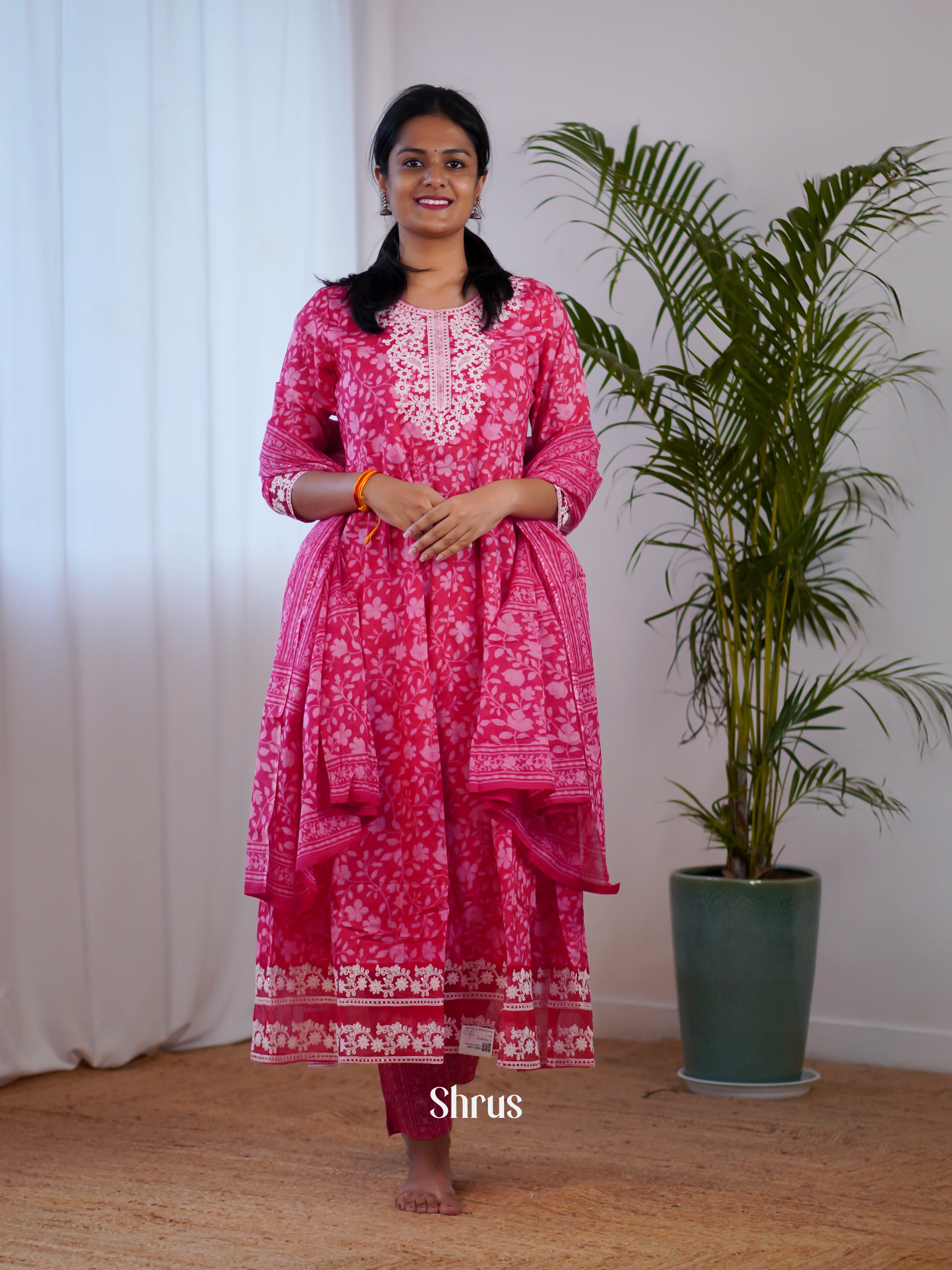 Pink - 3pc printed Readymade Suits - Shop on ShrusEternity.com