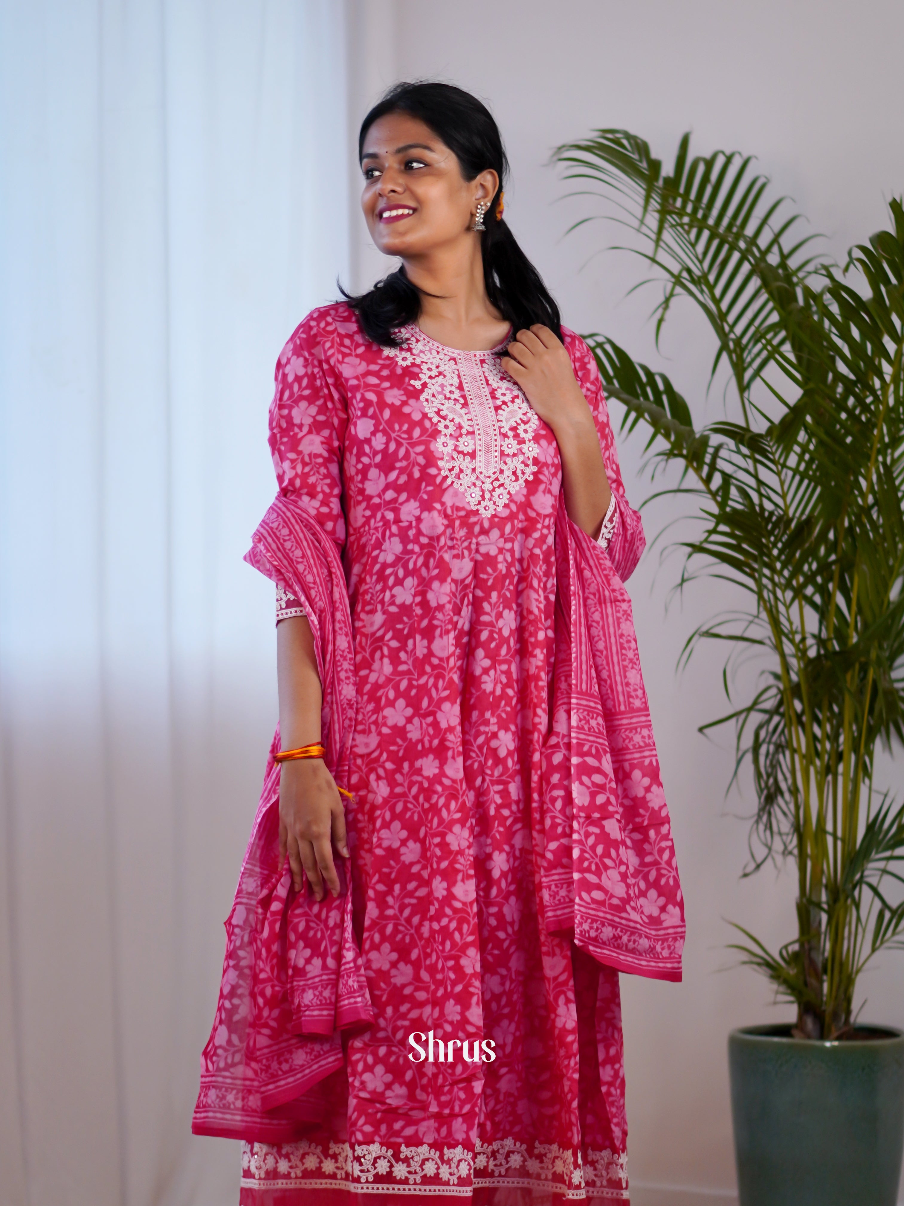 Pink - 3pc printed Readymade Suits - Shop on ShrusEternity.com