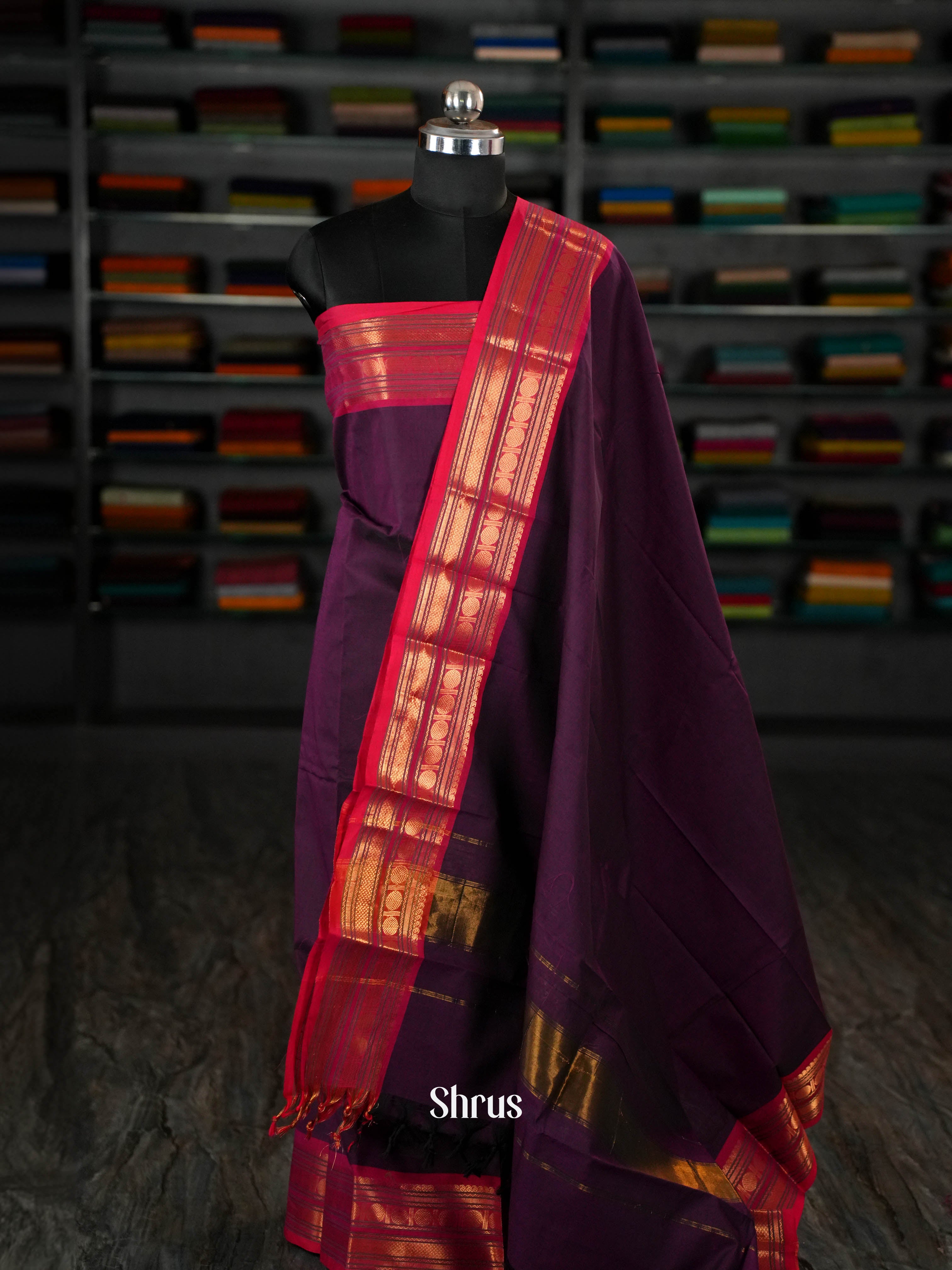 Purple & Red- chettinad top & dupatta combo - Shop on ShrusEternity.com