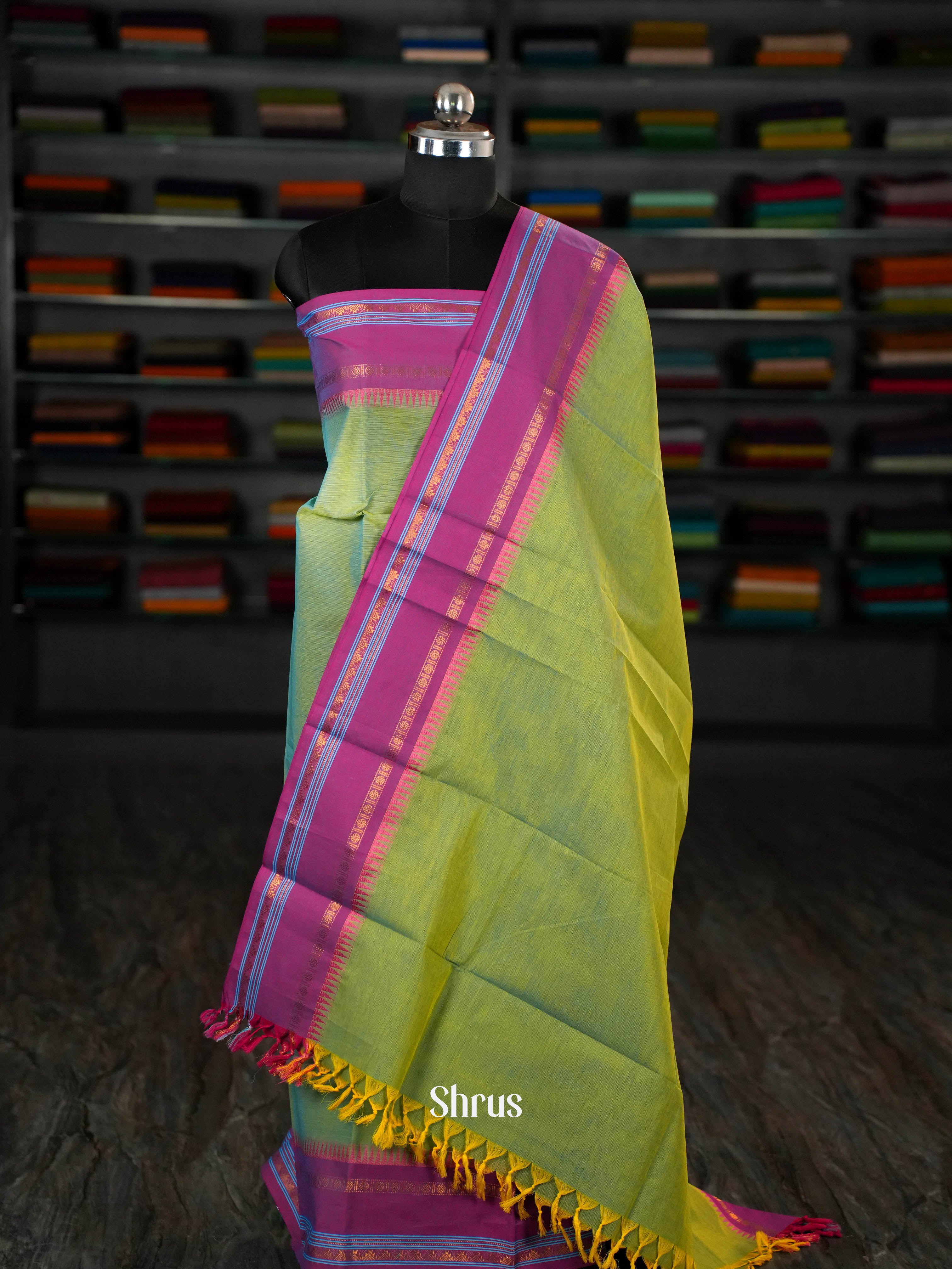 Green & Purple - chettinad top & dupatta combo - Shop on ShrusEternity.com