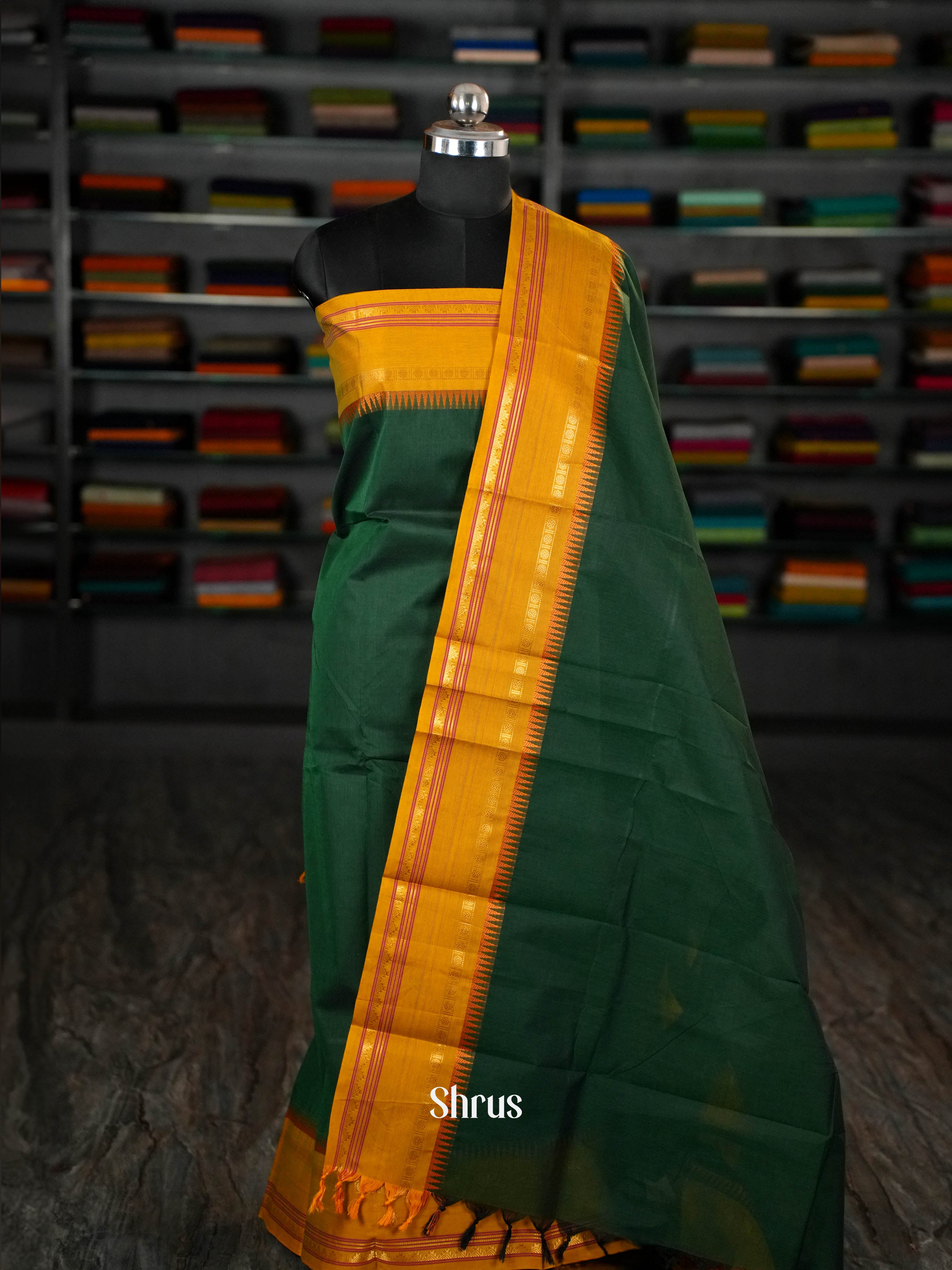 Green & Mustard - chettinad top & dupatta combo - Shop on ShrusEternity.com