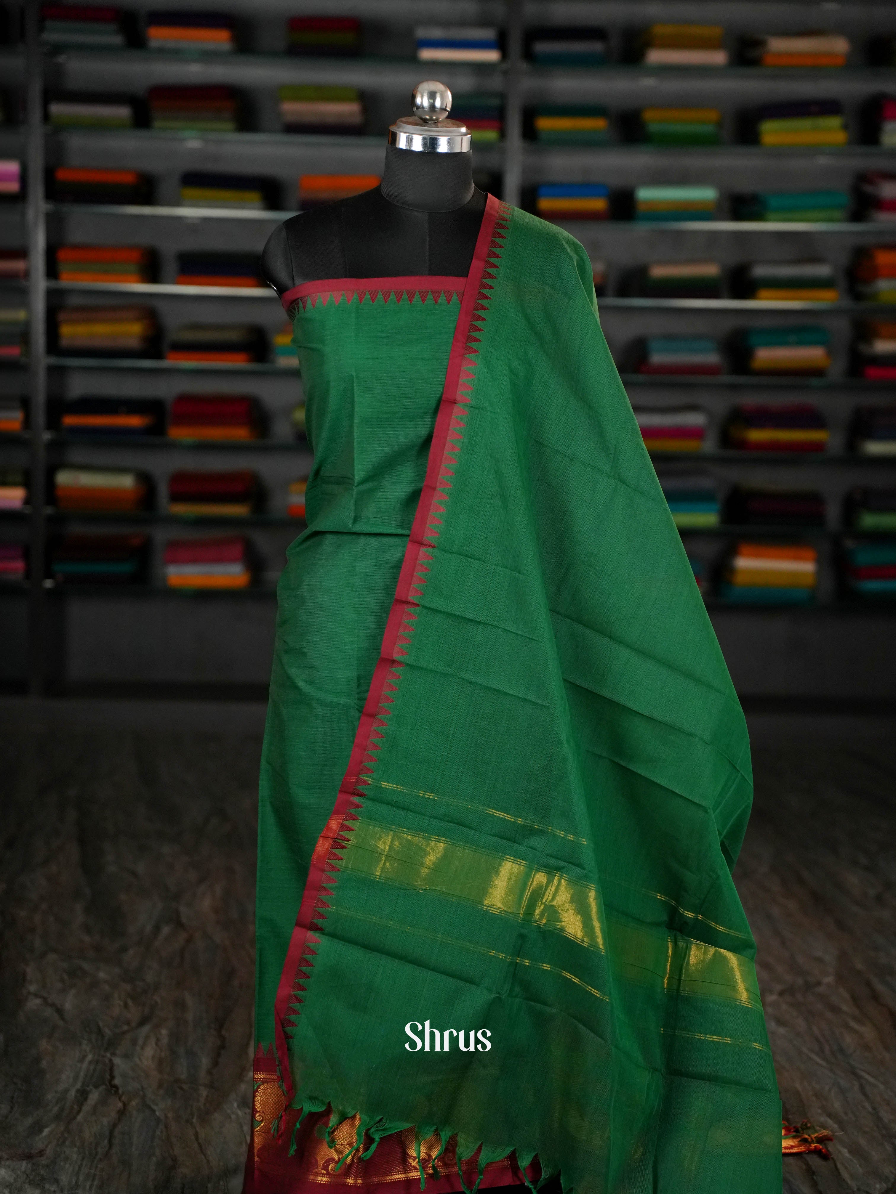 Green & Maroon - chettinad top & dupatta combo - Shop on ShrusEternity.com