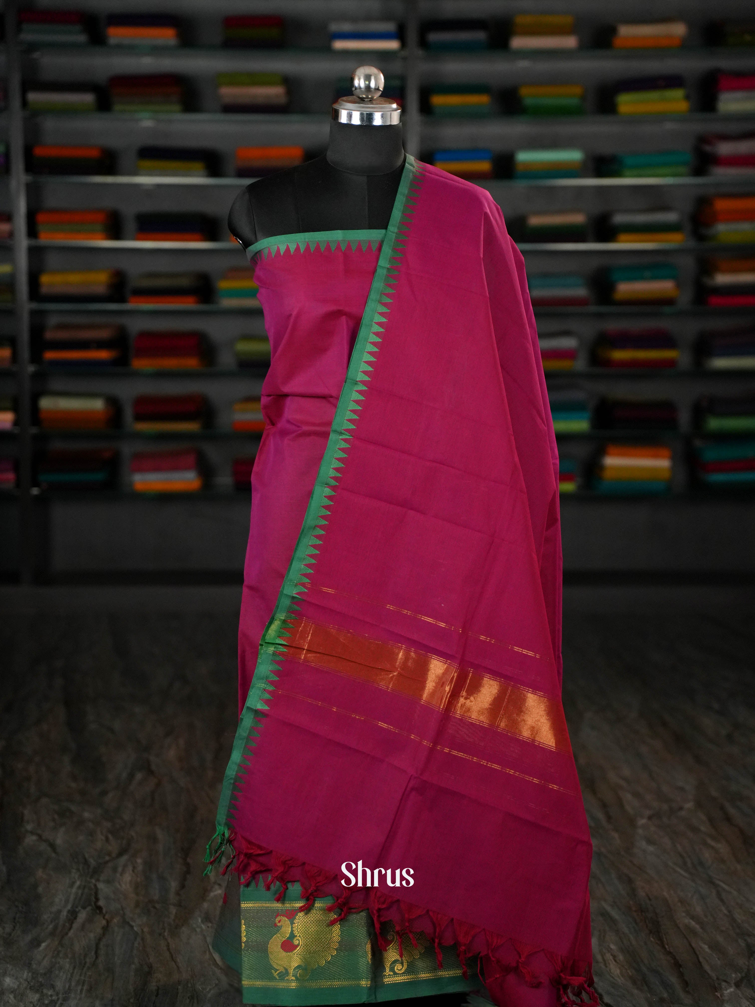 Maroon & Green- chettinad top & dupatta combo - Shop on ShrusEternity.com