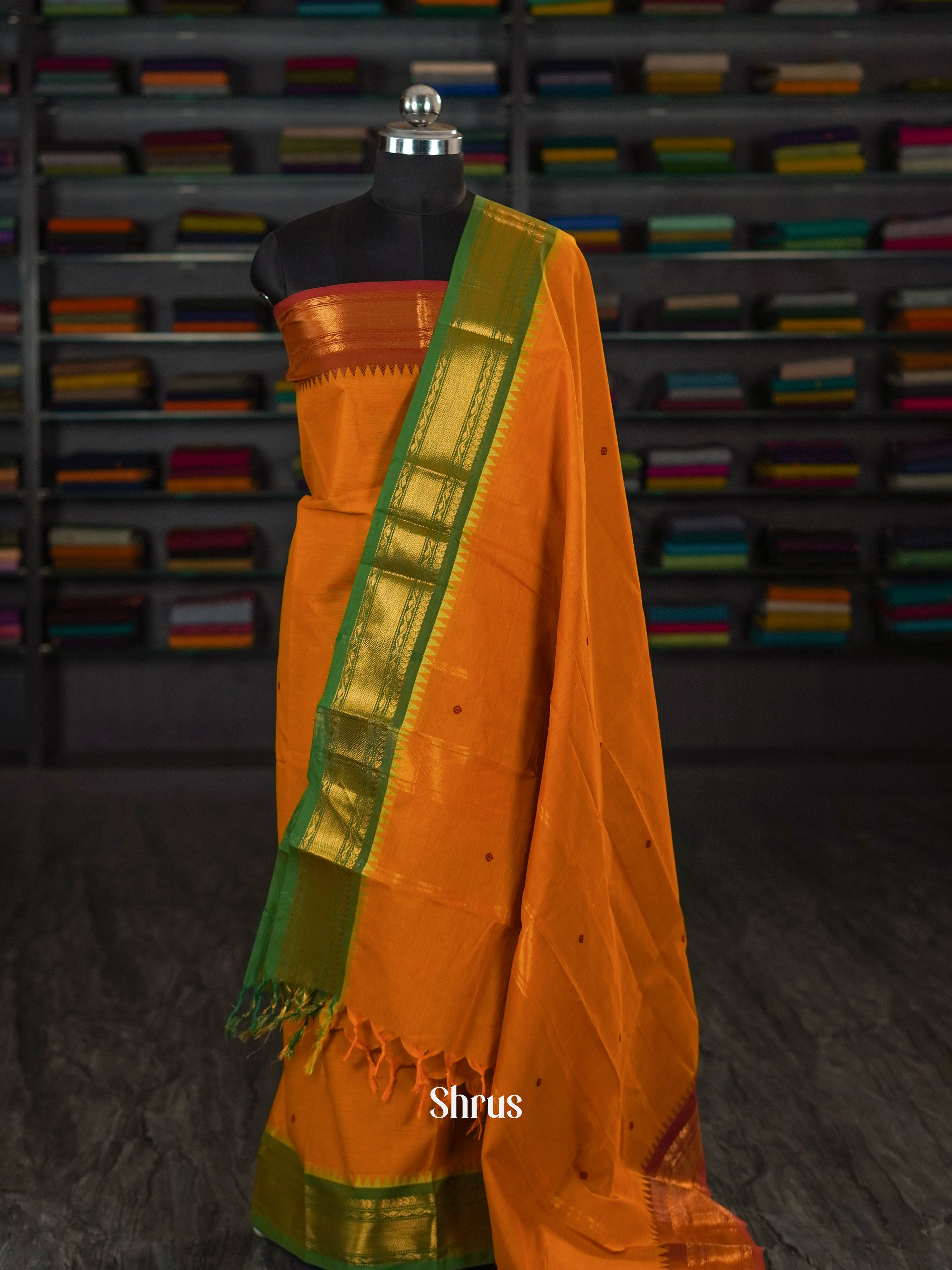 Mustard & Green - chettinad top & dupatta combo - Shop on ShrusEternity.com